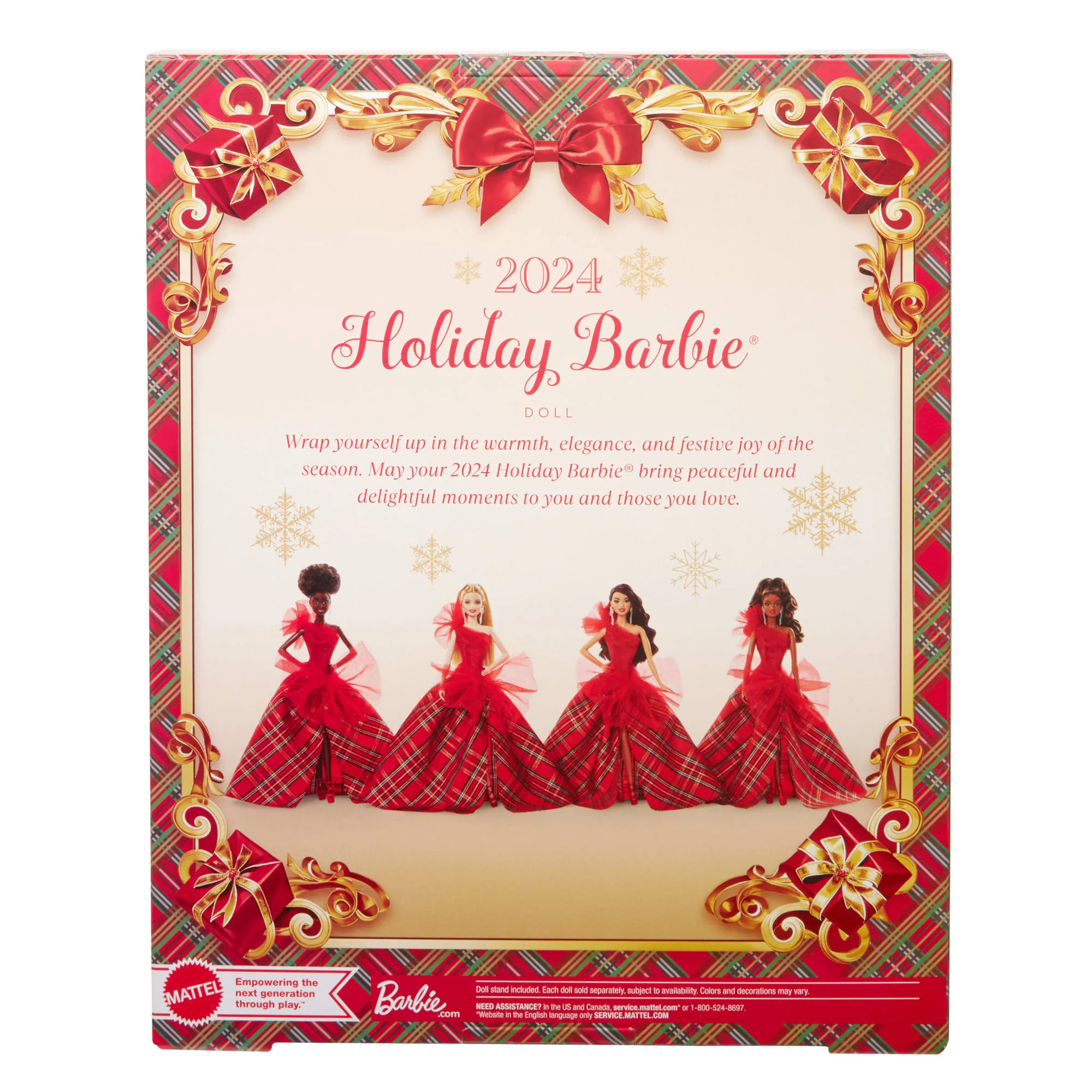 Barbie Signature 2024 Holiday Barbie Fashion Doll, Seasonal Collector Gift, Blonde With Plaid Gown - Image 6