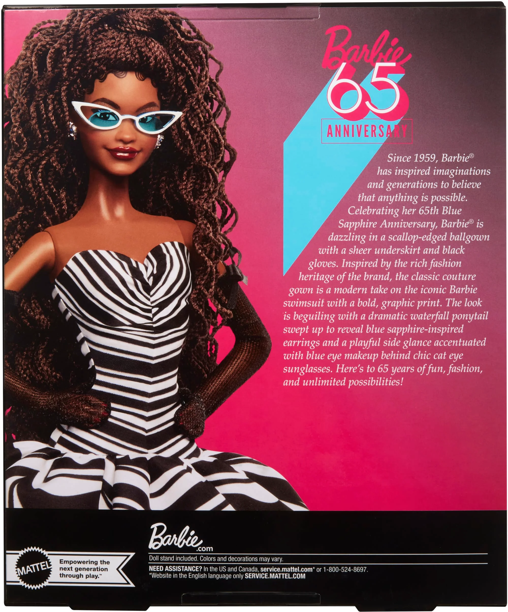 Barbie Signature 65th Anniversary Collectible Doll With Brown Hair And Black And White Gown - Image 6