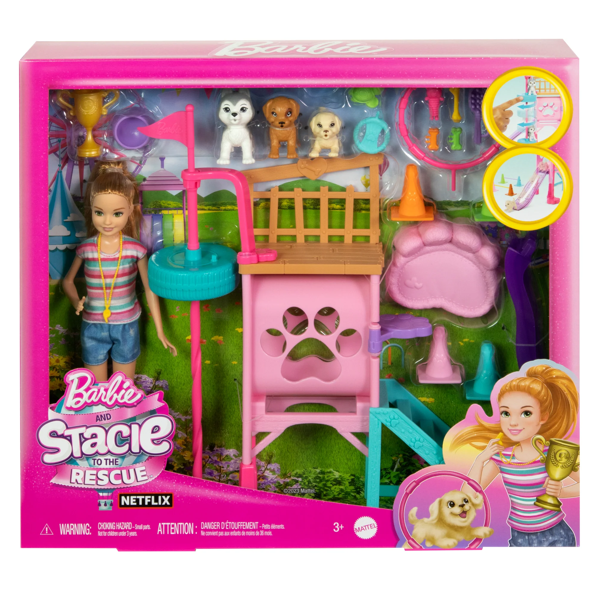Barbie And Stacie To The Rescue Puppy Playground Playset With Doll, 3 Pet Dog Figures & Accessories - Image 6
