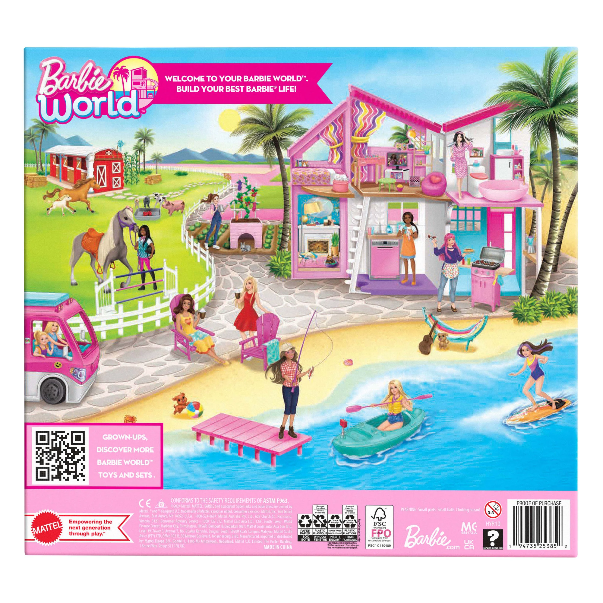 Barbie World Game Room Set With 19 Dollhouse Accessories including Furniture, Foosball Table & Pets - Image 2