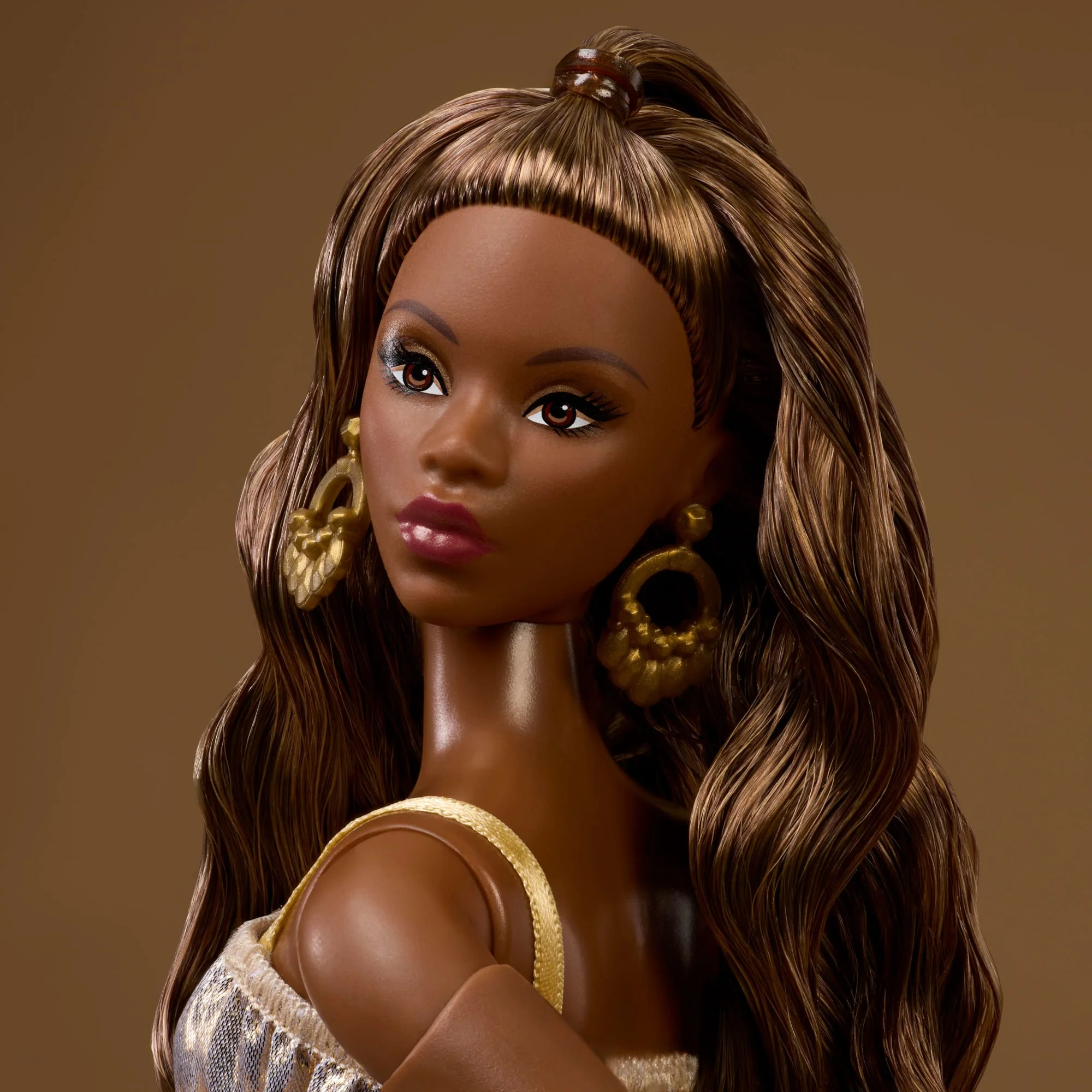 Barbie Basics Collectible Doll, Model 09 With Brunette Hair in Golden Dress & Strappy Heels - Image 3