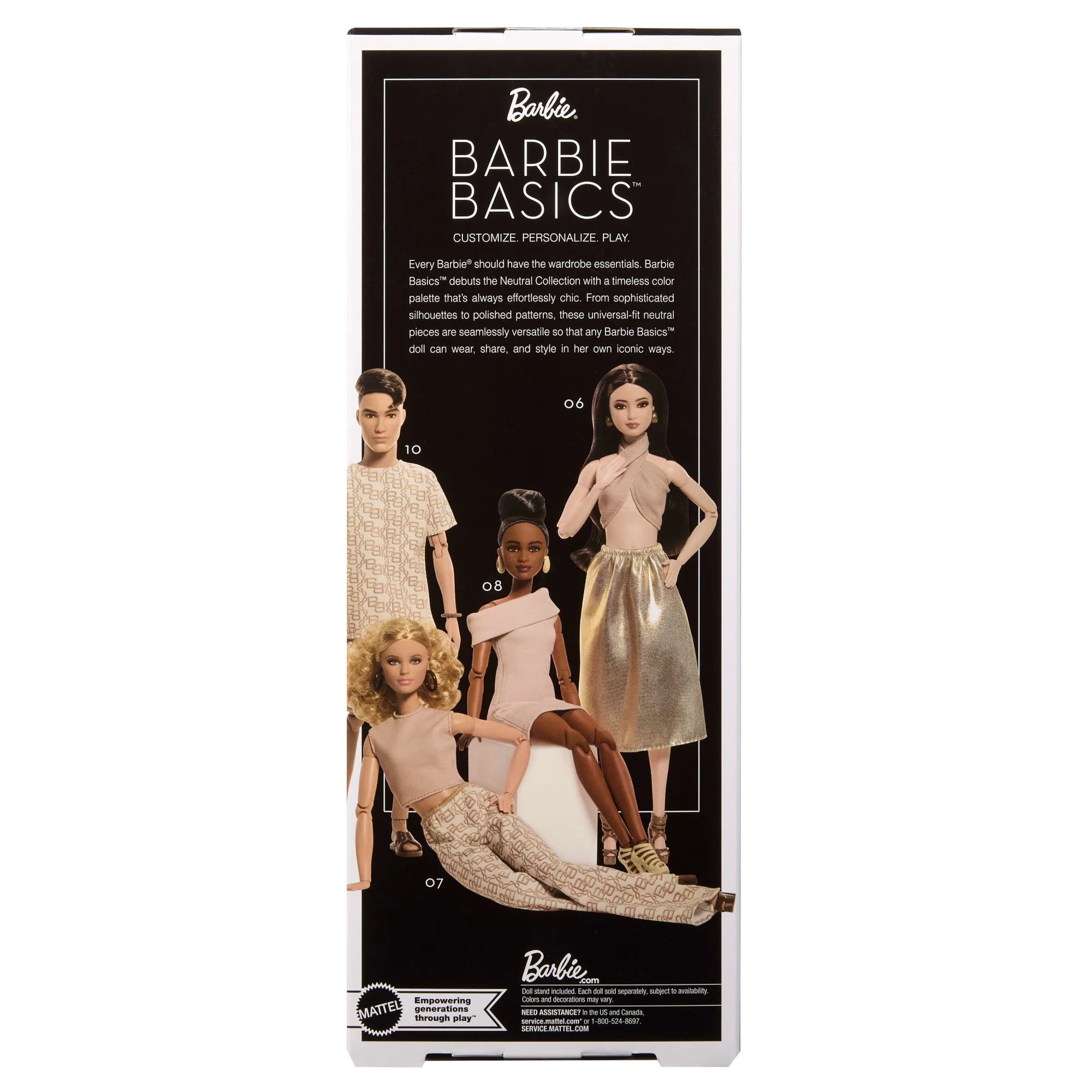 Barbie Basics Collectible Doll, Model 06 With Brunette Hair in Shimmery Golden Skirt & Halter - Image 6
