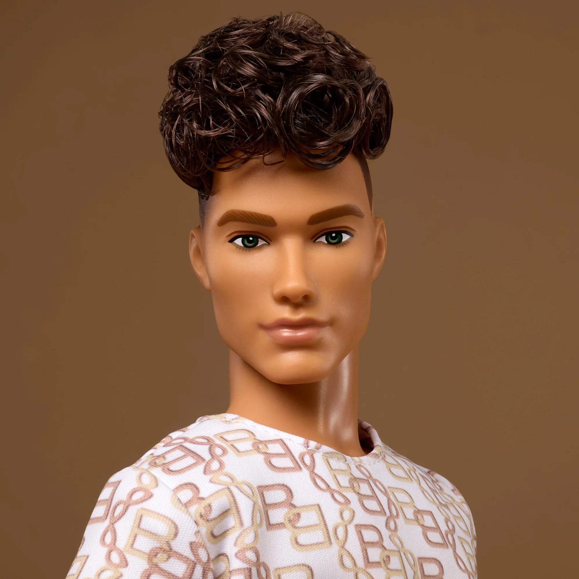 Barbie Basics Collectible Ken Doll, Model 10 With Brunette Hair In Shirt & Shorts With Matching Print - Image 3