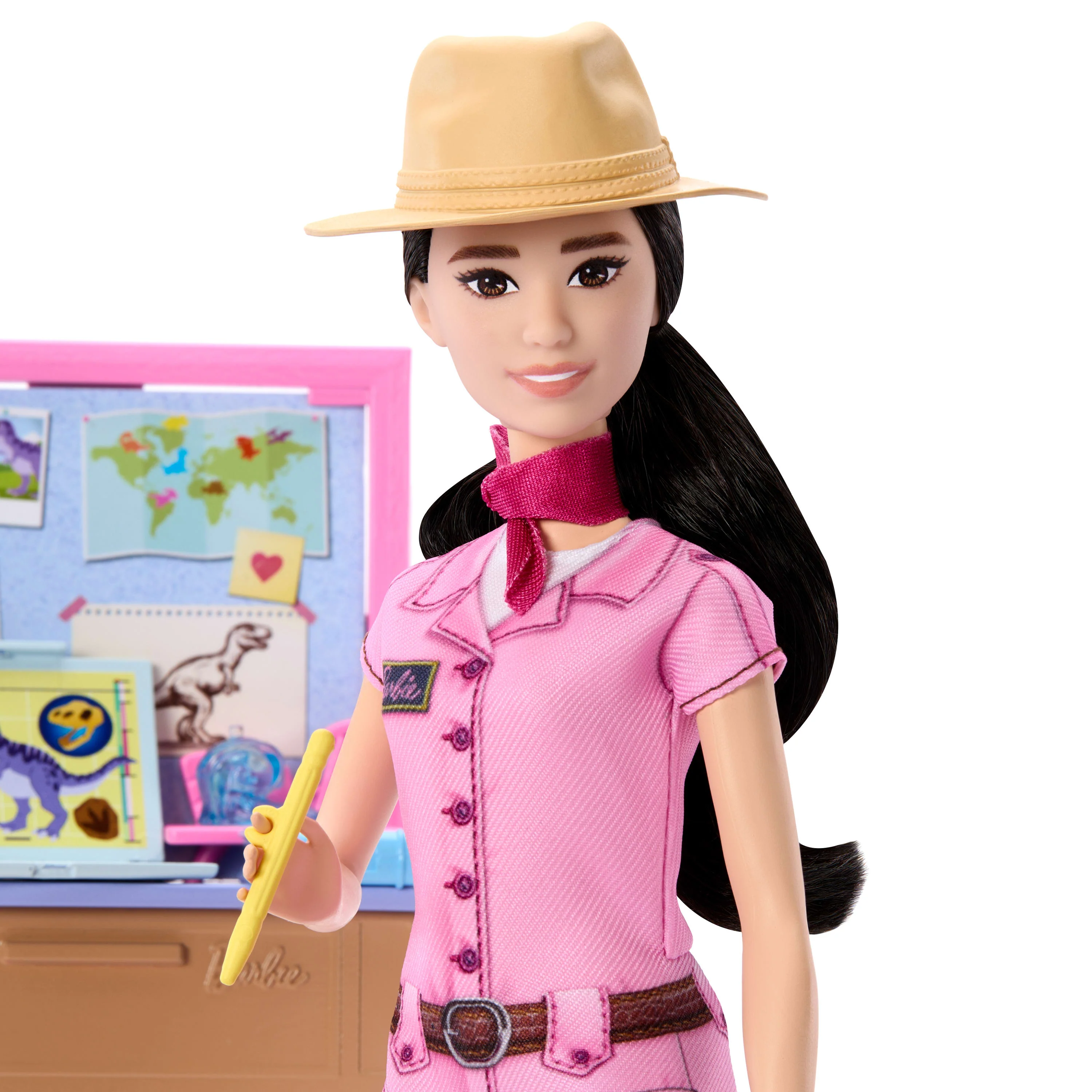 Barbie Careers Fashion Doll, Stem Paleontologist With Baby Dino, Themed Outfit, Dough & Sand Playset - Image 2