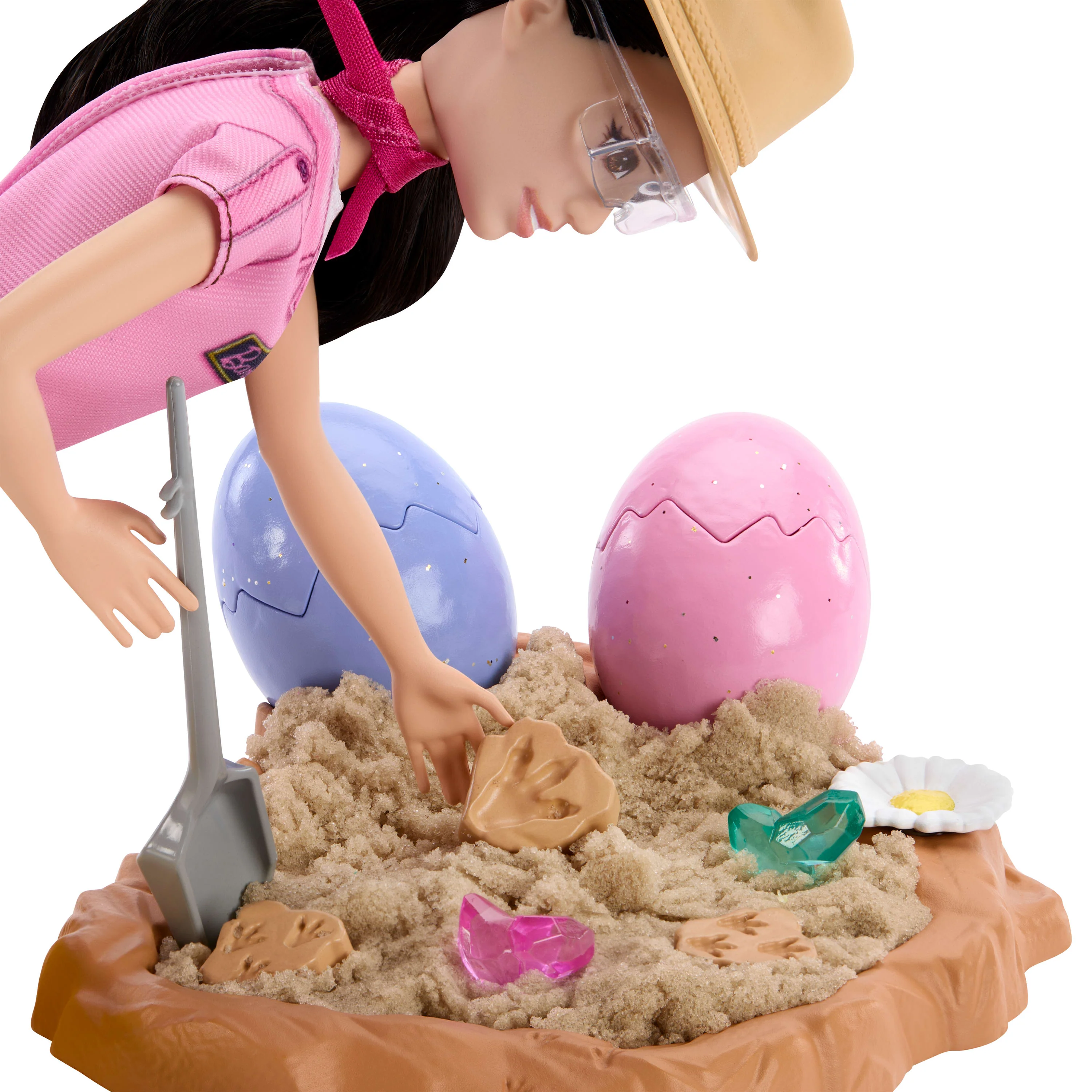 Barbie Careers Fashion Doll, Stem Paleontologist With Baby Dino, Themed Outfit, Dough & Sand Playset - Image 4