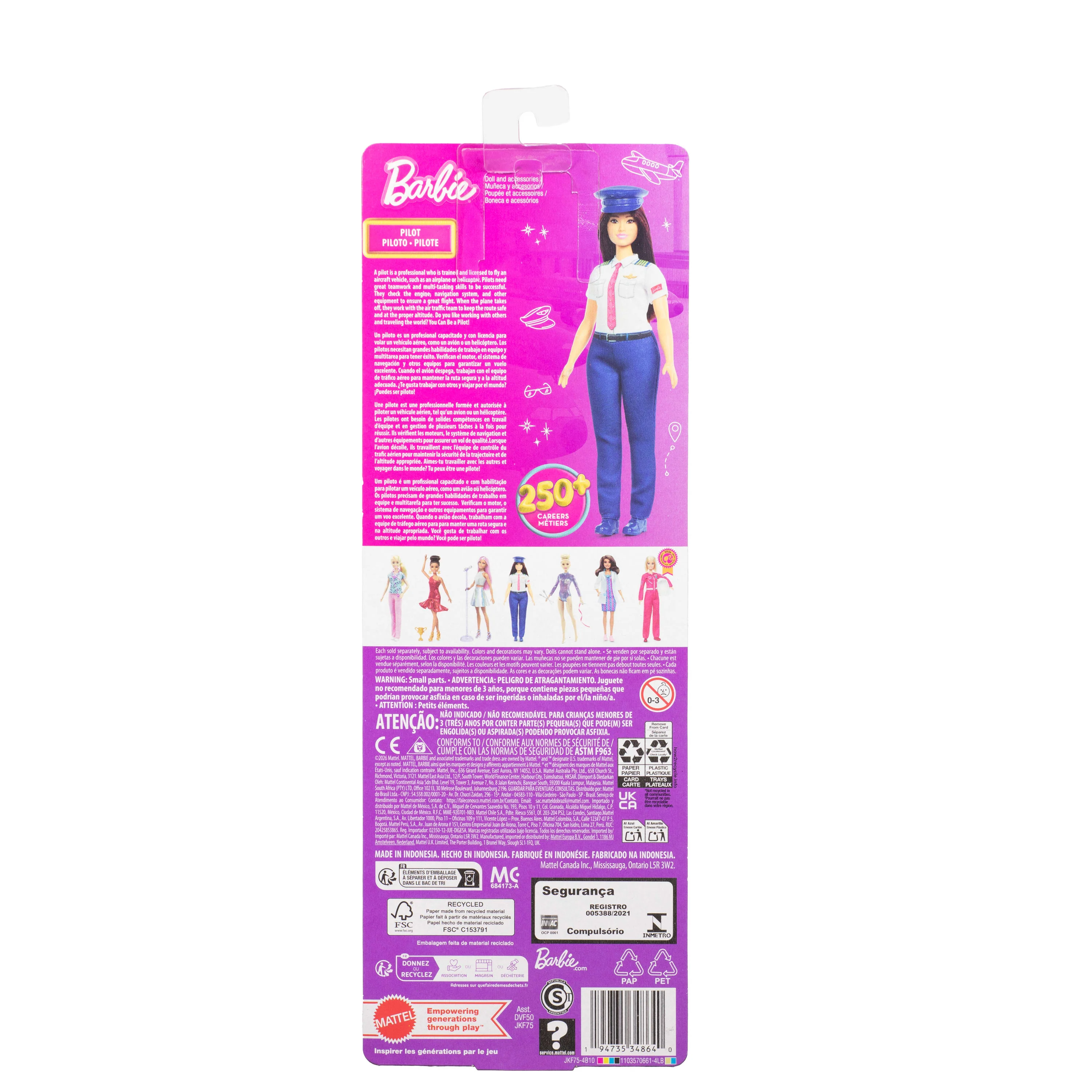 Barbie Careers Pilot Doll & Accessory, Fashion Doll Wearing Removable Uniform & Shoes With Hat - Image 6