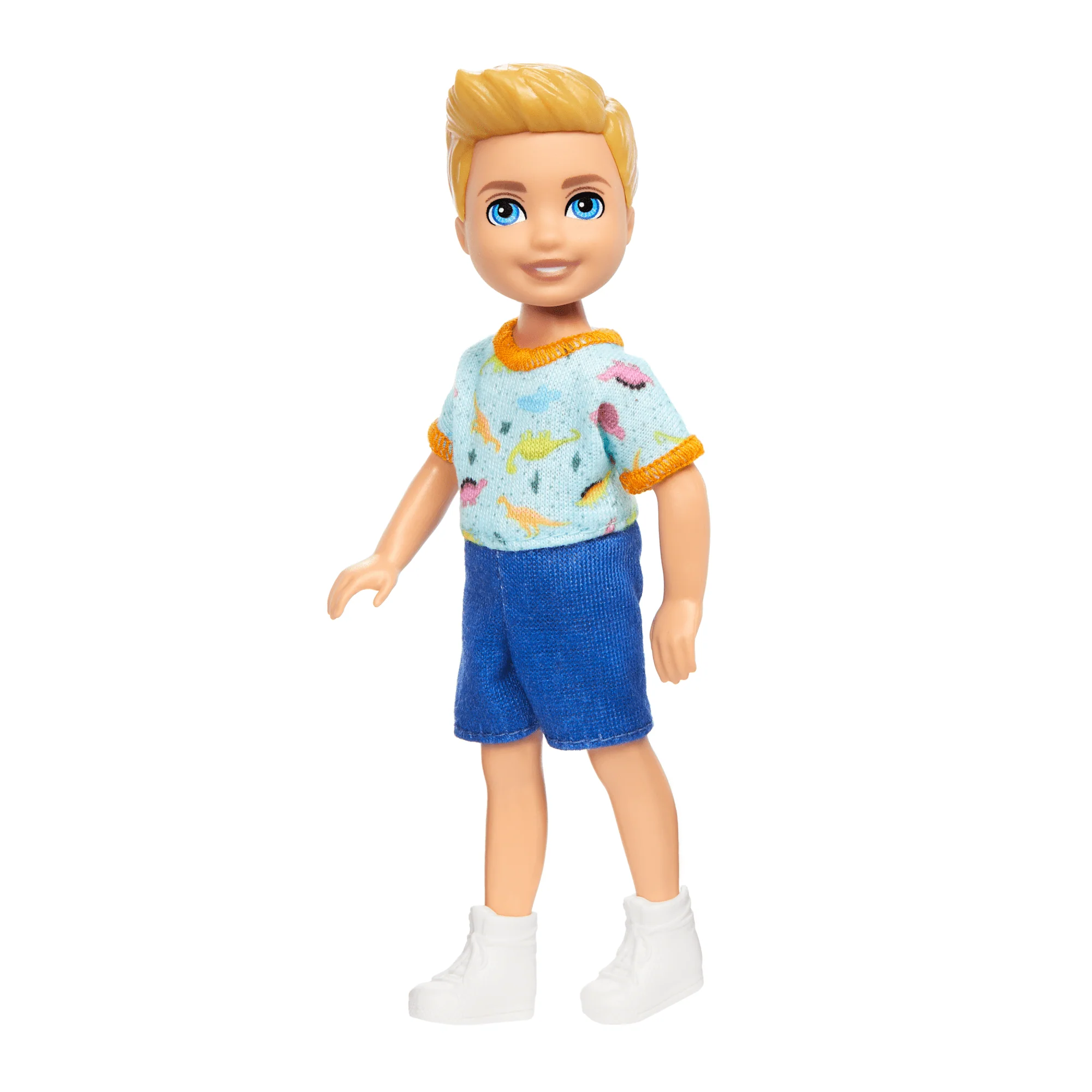 Barbie Chelsea Doll, Small Boy Doll Wearing Removable One-Piece With Dino Print, Blond Hair & Blue Eyes - Image 4