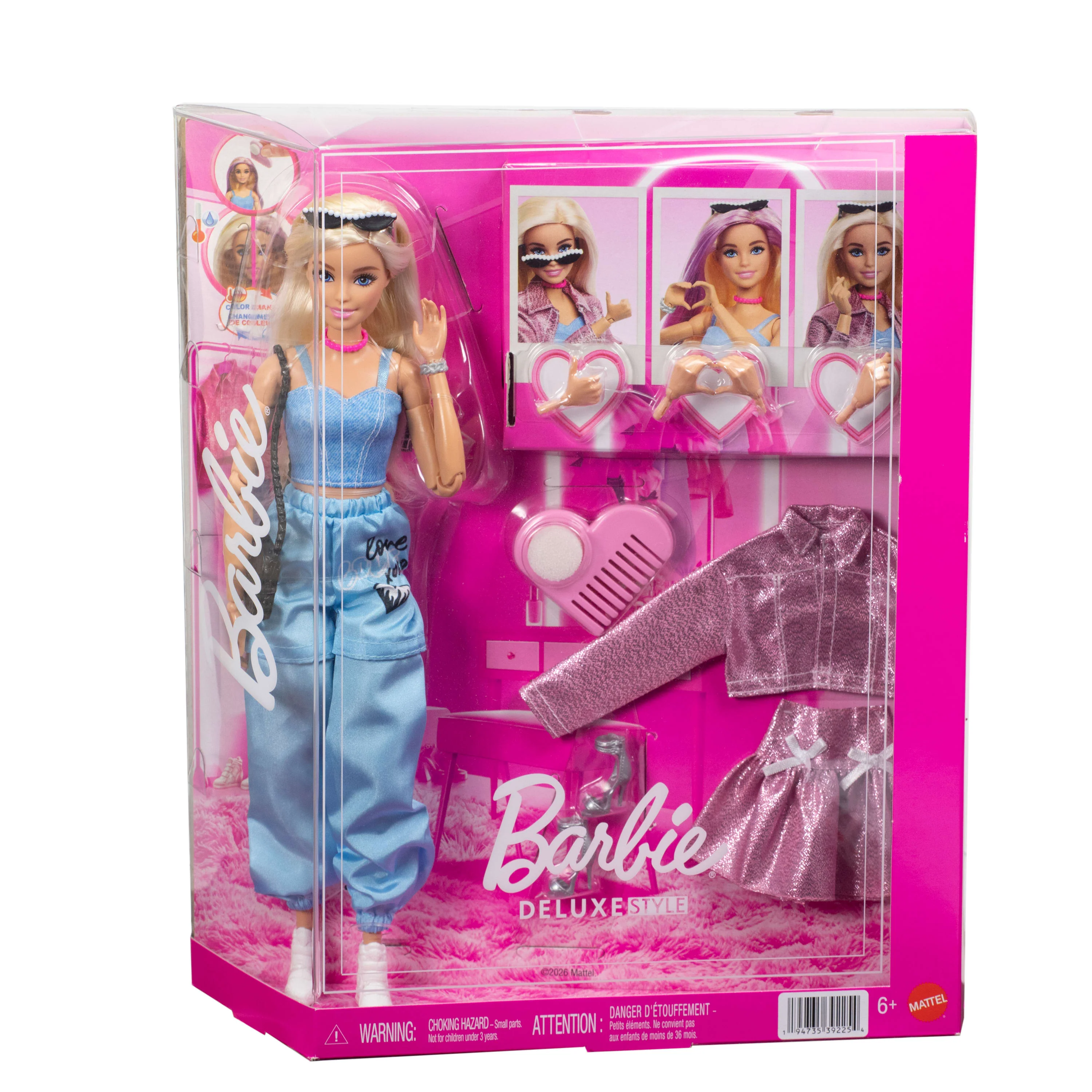 Barbie Deluxe Style Doll With 4 Fashions, 4 Accessories, 4 Interchangeable Hands & Color Change Hair - Image 6