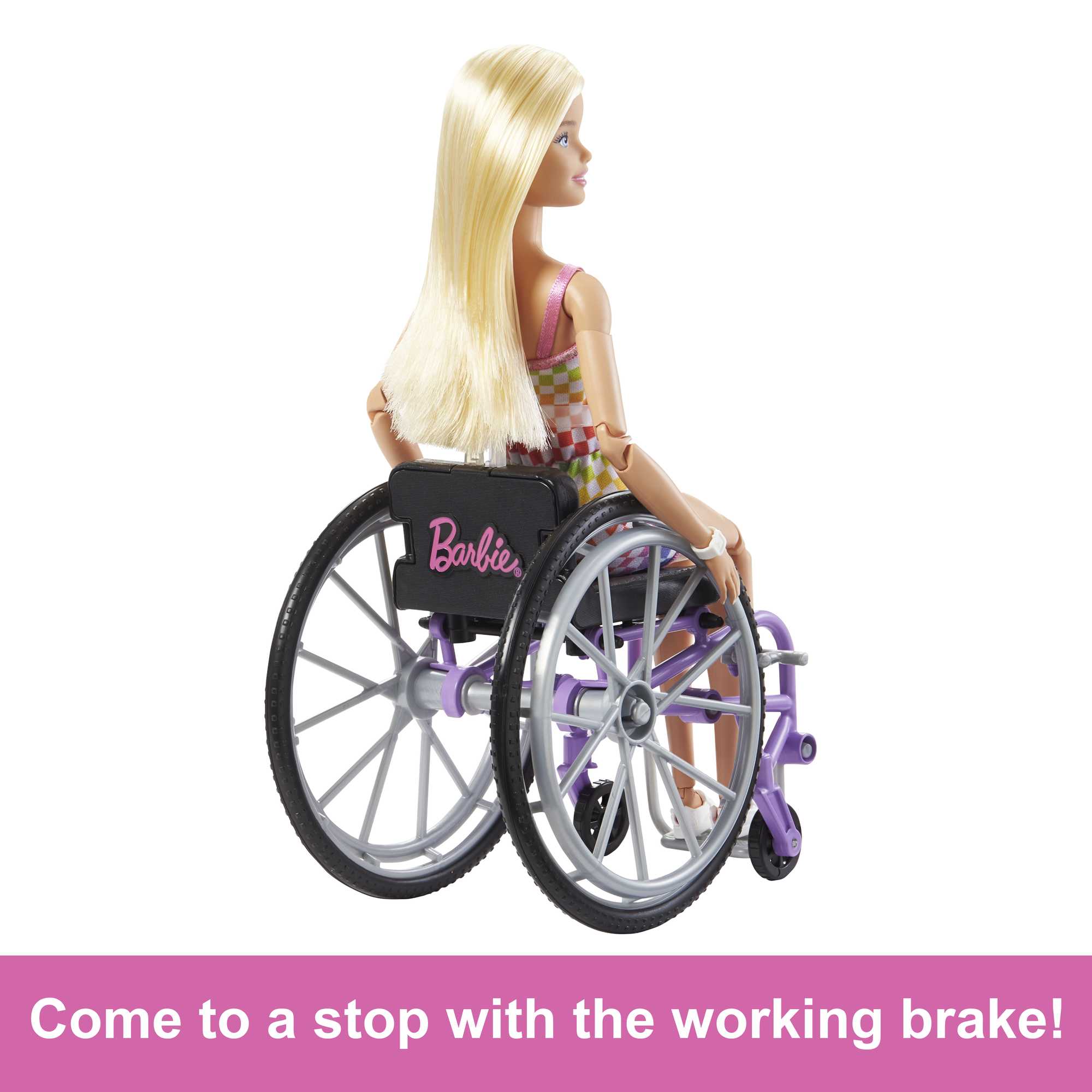 Barbie Fashionistas Doll #194 With Wheelchair & Ramp, Blond Hair, Rainbow Dress & Accessories - Image 4