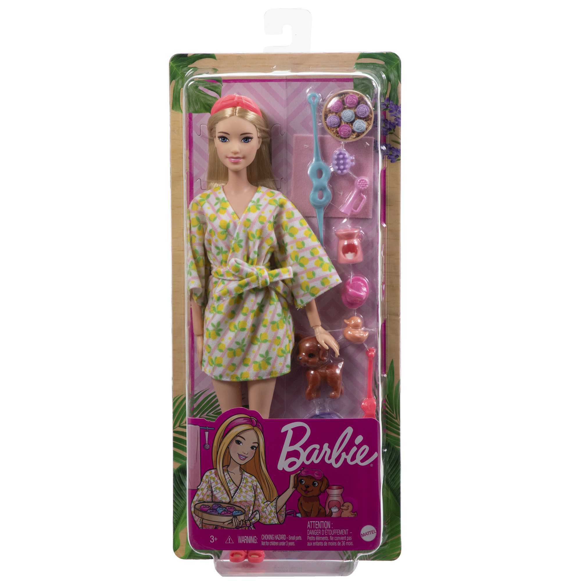 Barbie Self-Care Spa Day Possible Doll in Bathrobe With Puppy And Accessories - Image 6