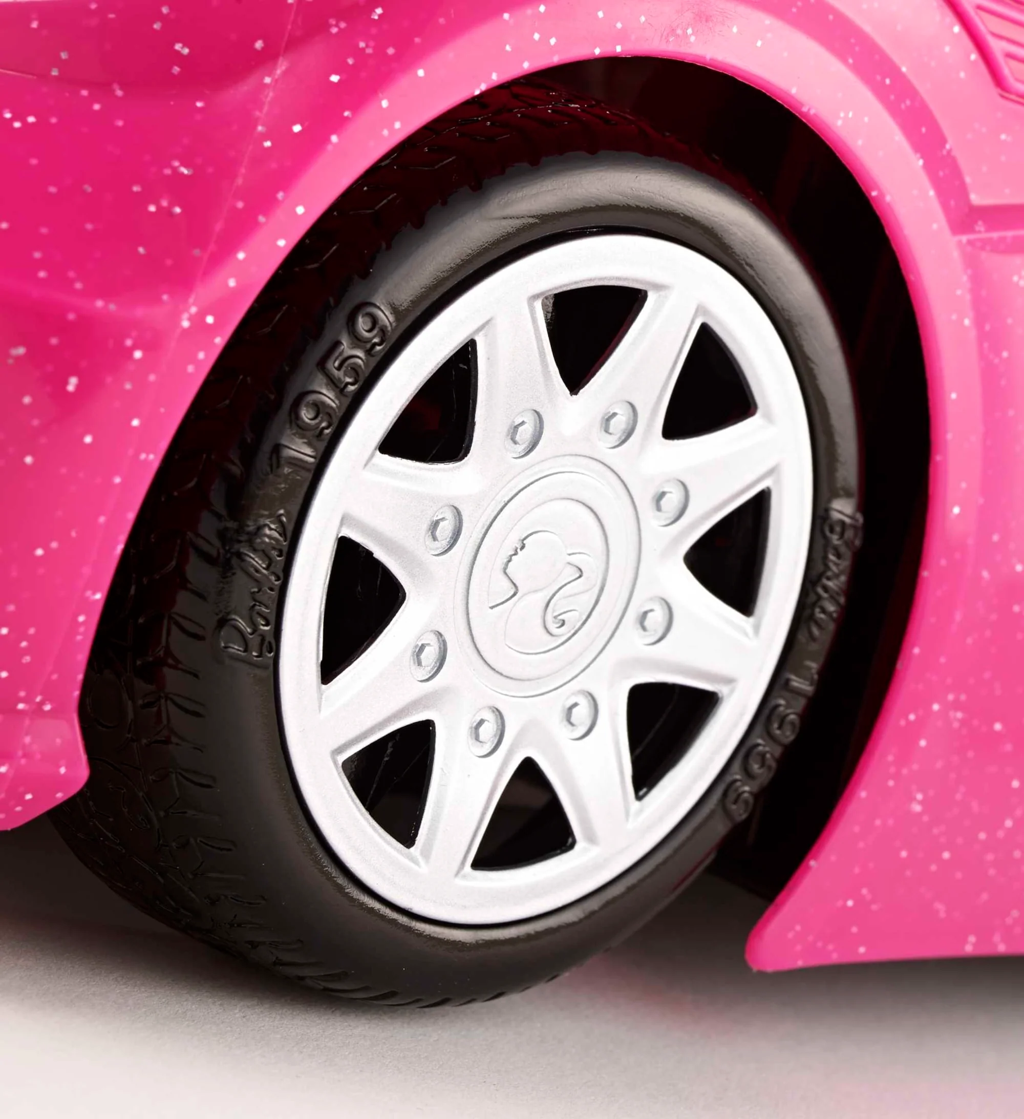 Barbie Doll & Car Playset, Sparkly Pink 2-Seater Toy Convertible With Glam Details & Fashion Doll - Image 4