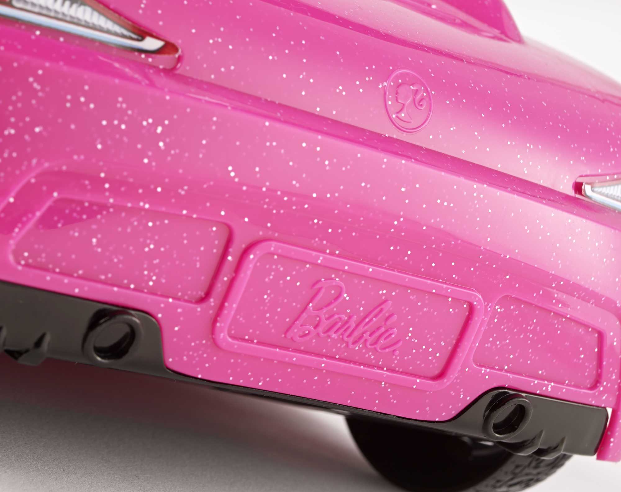 Barbie Doll & Car Playset, Sparkly Pink 2-Seater Toy Convertible With Glam Details & Fashion Doll - Image 5