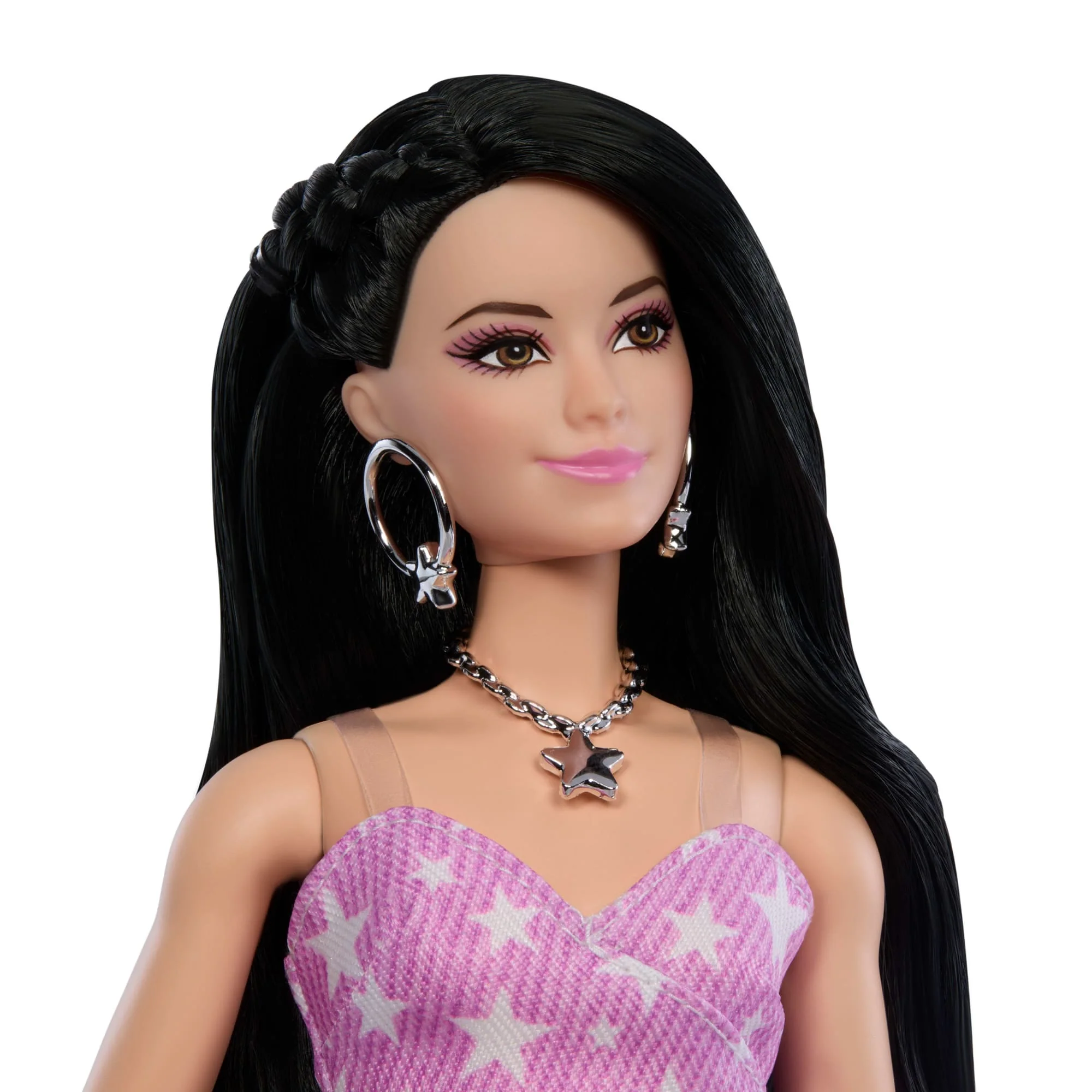 Barbie Fashionista Muñeca Deluxe Style Muñeca con Vestido Rosa con Pelo Suelto - Image 2