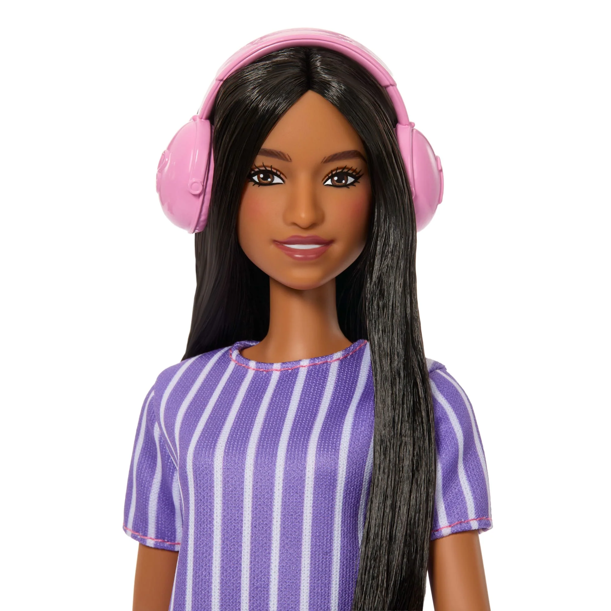 Barbie Fashionistas Doll #245 in Purple Striped Dress, Autistic Barbie With Accessories - Image 3