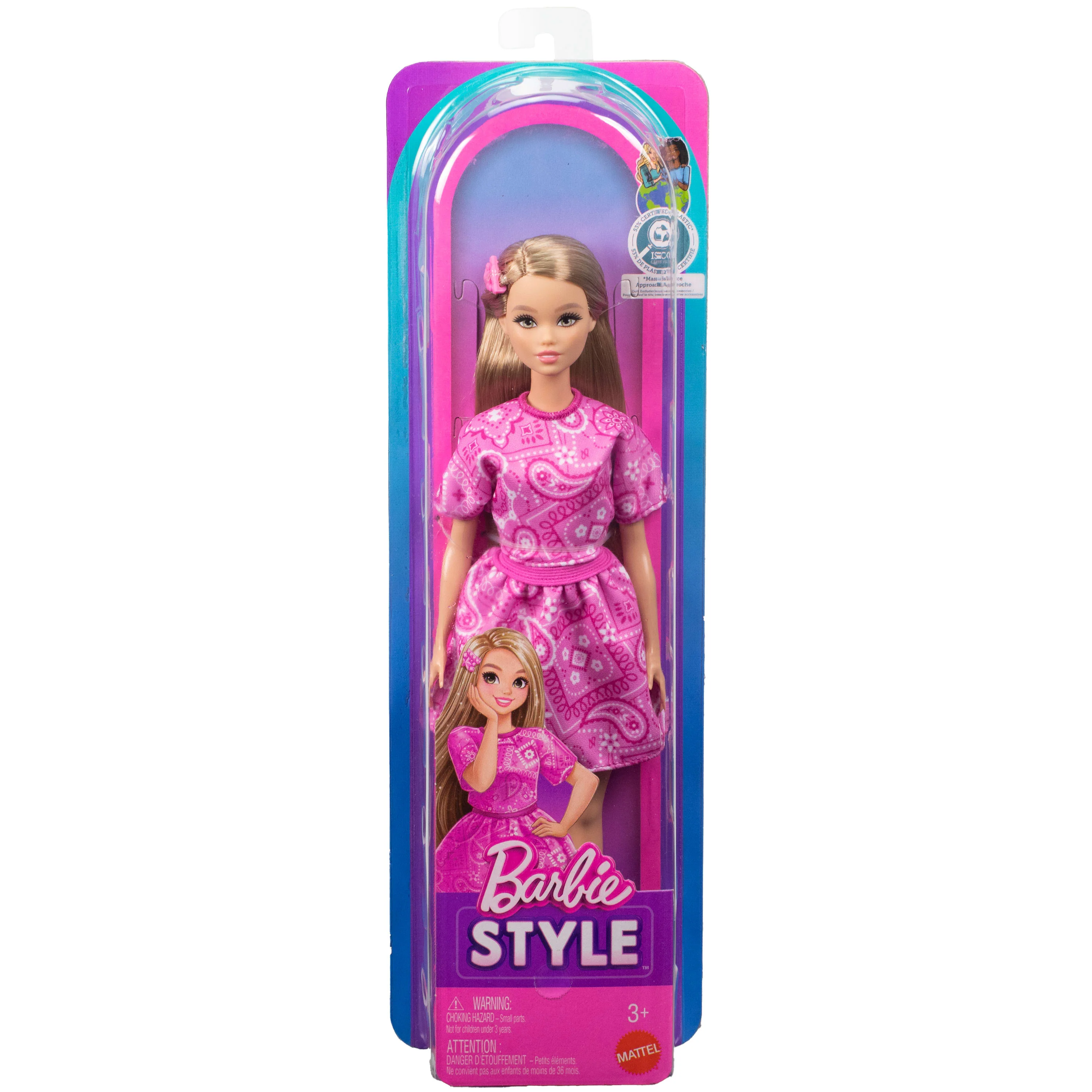 Barbie Fashionistas Style Doll #249 in Pink Paisley Skirt, Pink Paisley Top, Blonde Hair - Image 6