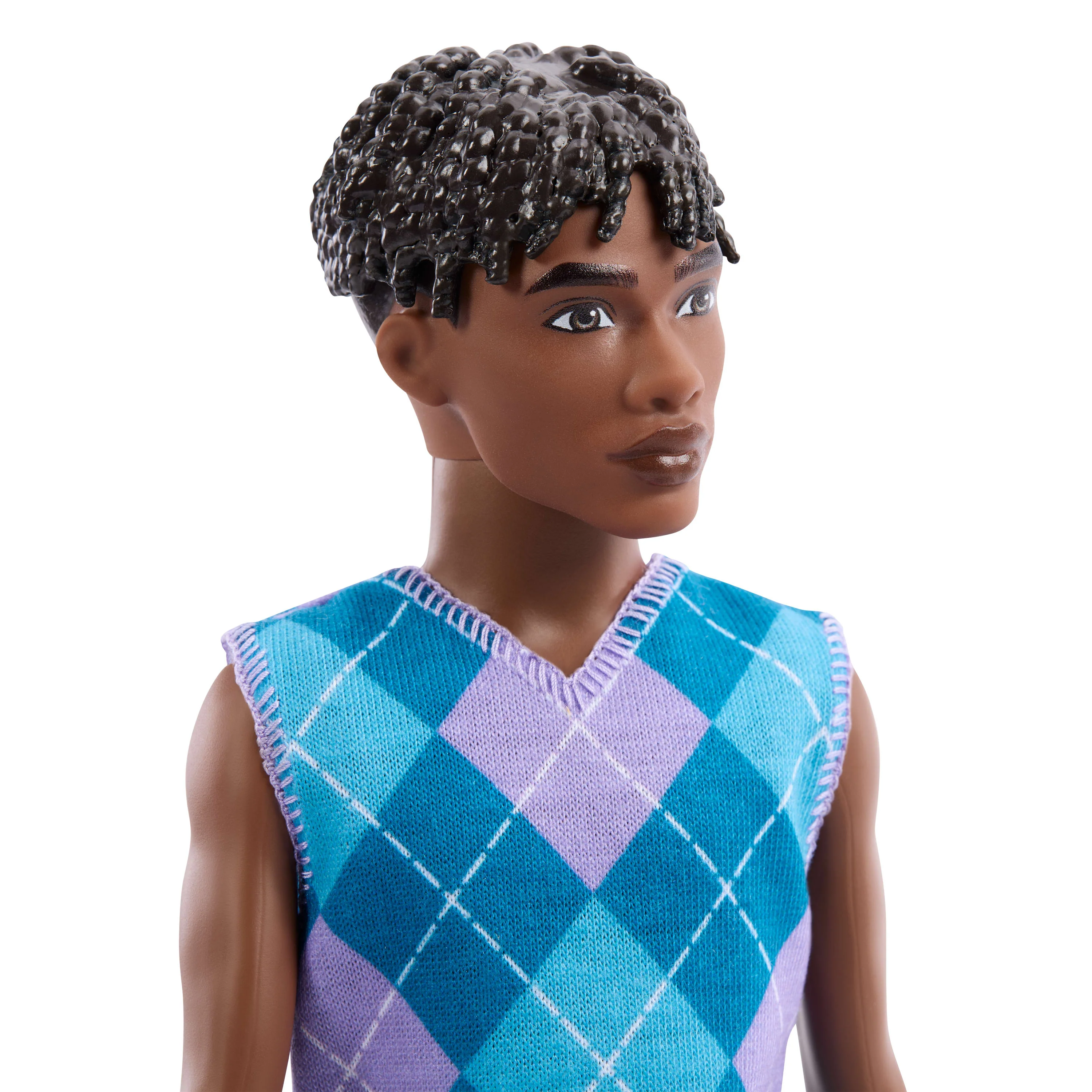Barbie Fashionistas Style Ken Doll #253 in Lavender Shorts, Turquoise And Lavender Top, Brown Hair - Image 3