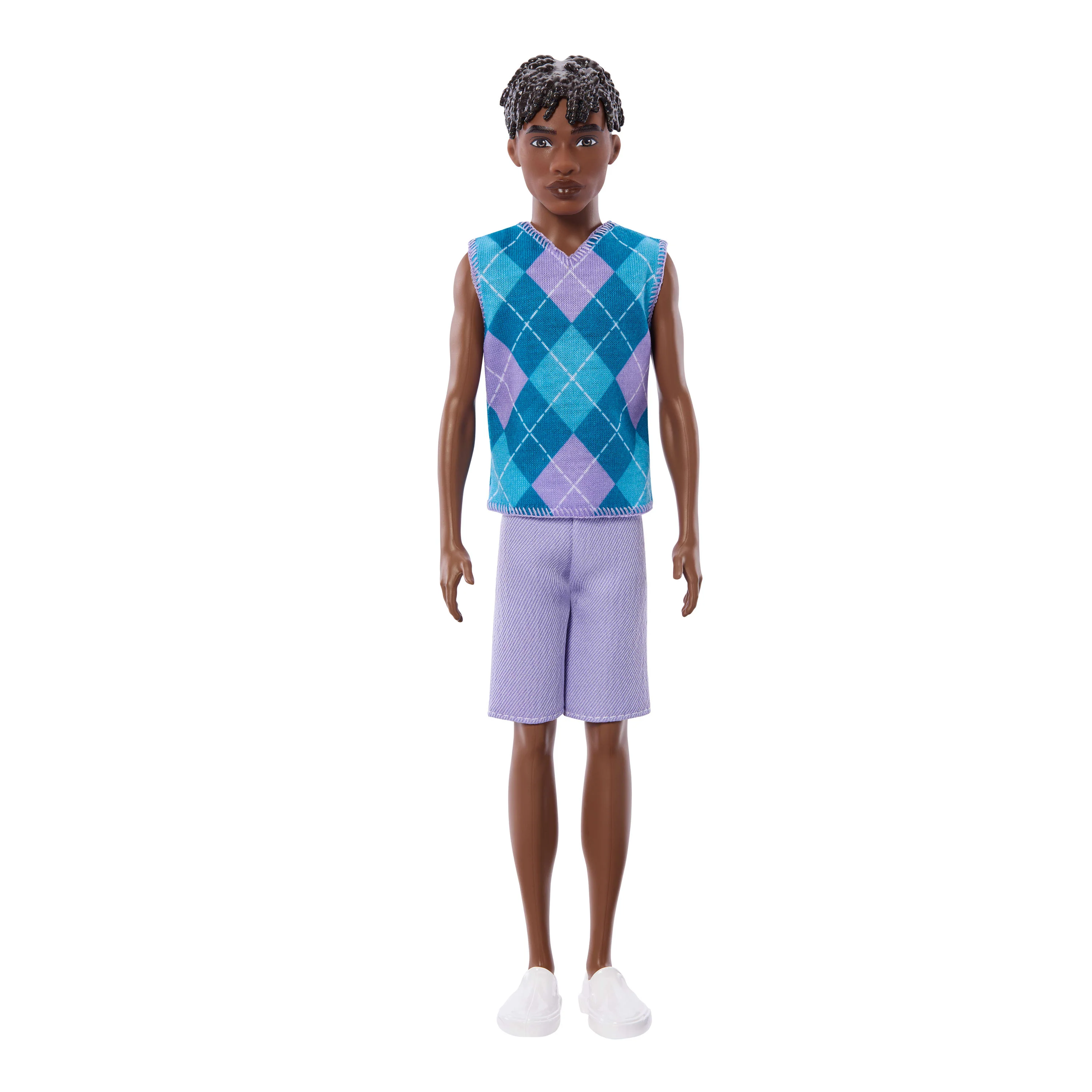 Barbie Fashionistas Style Ken Doll #253 in Lavender Shorts, Turquoise And Lavender Top, Brown Hair - Image 5