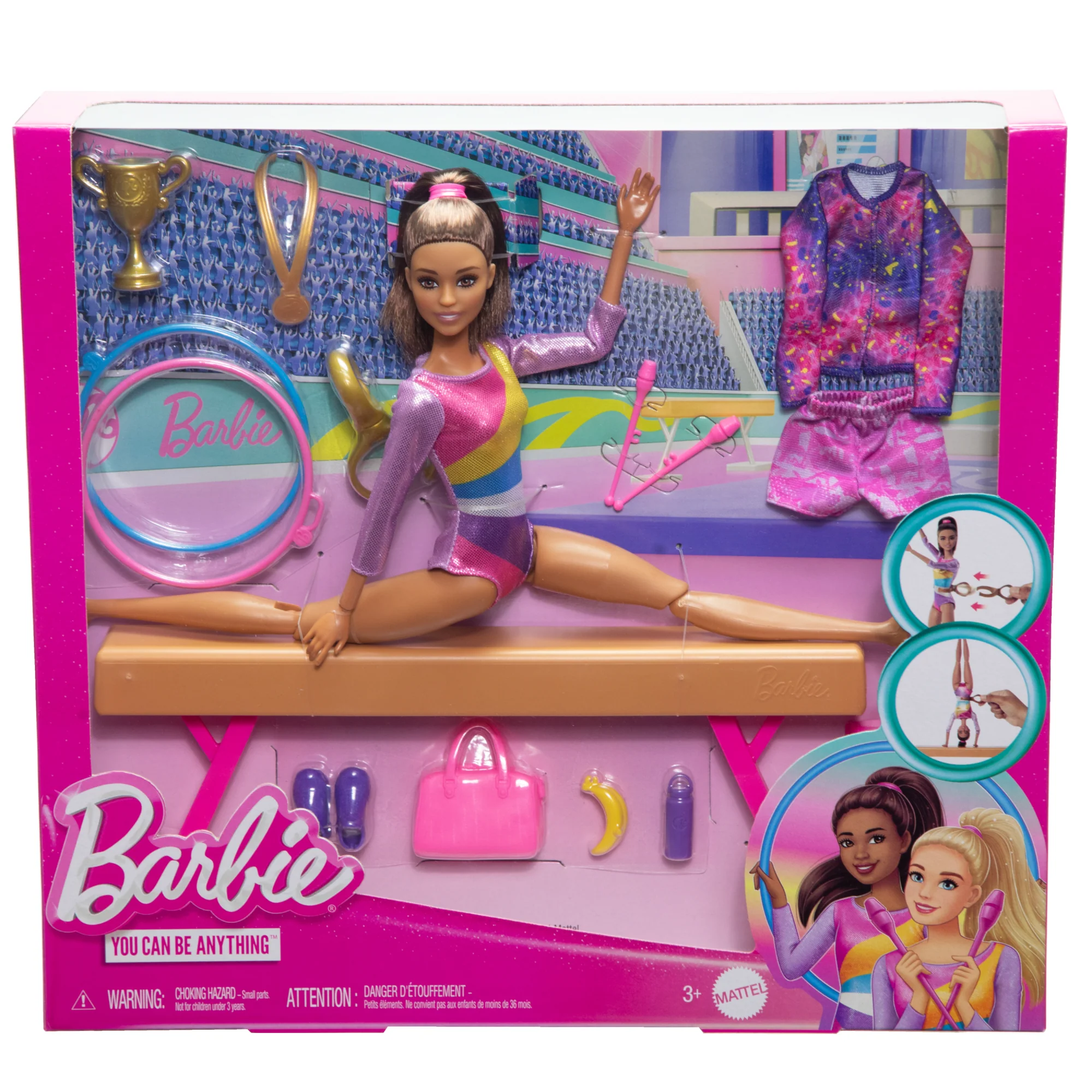 Barbie Gymnastics Playset With Brunette Fashion Doll, Balance Beam, 10+ Accessories & Flip Feature - Image 6