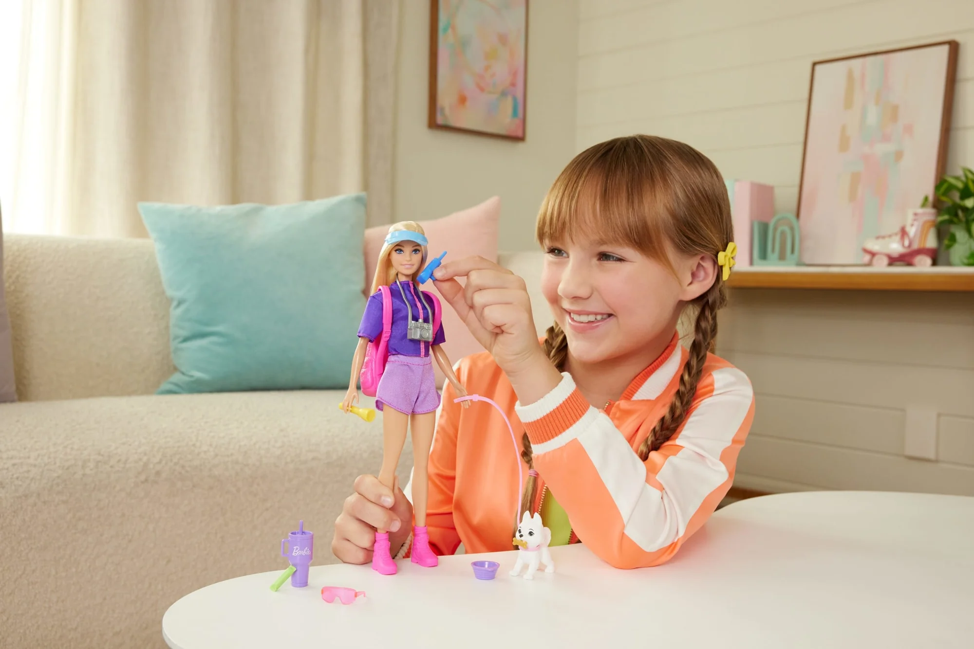 Barbie āMalibuā Outdoor Adventures Fashion Doll With 10+ Camping-Themed Accessories Including Pet - Image 2