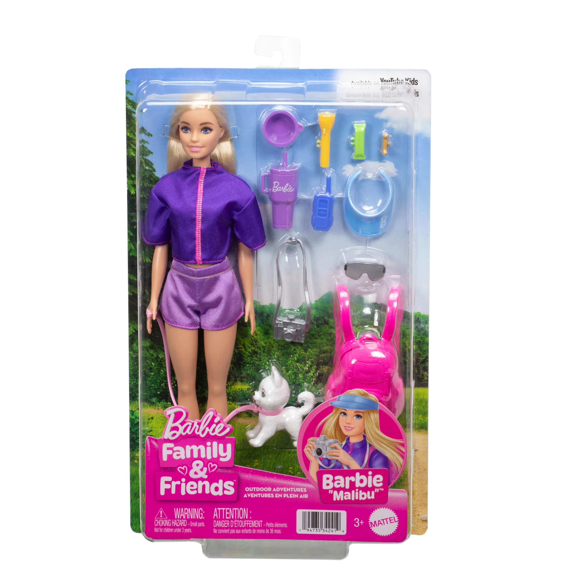Barbie āMalibuā Outdoor Adventures Fashion Doll With 10+ Camping-Themed Accessories Including Pet - Image 6