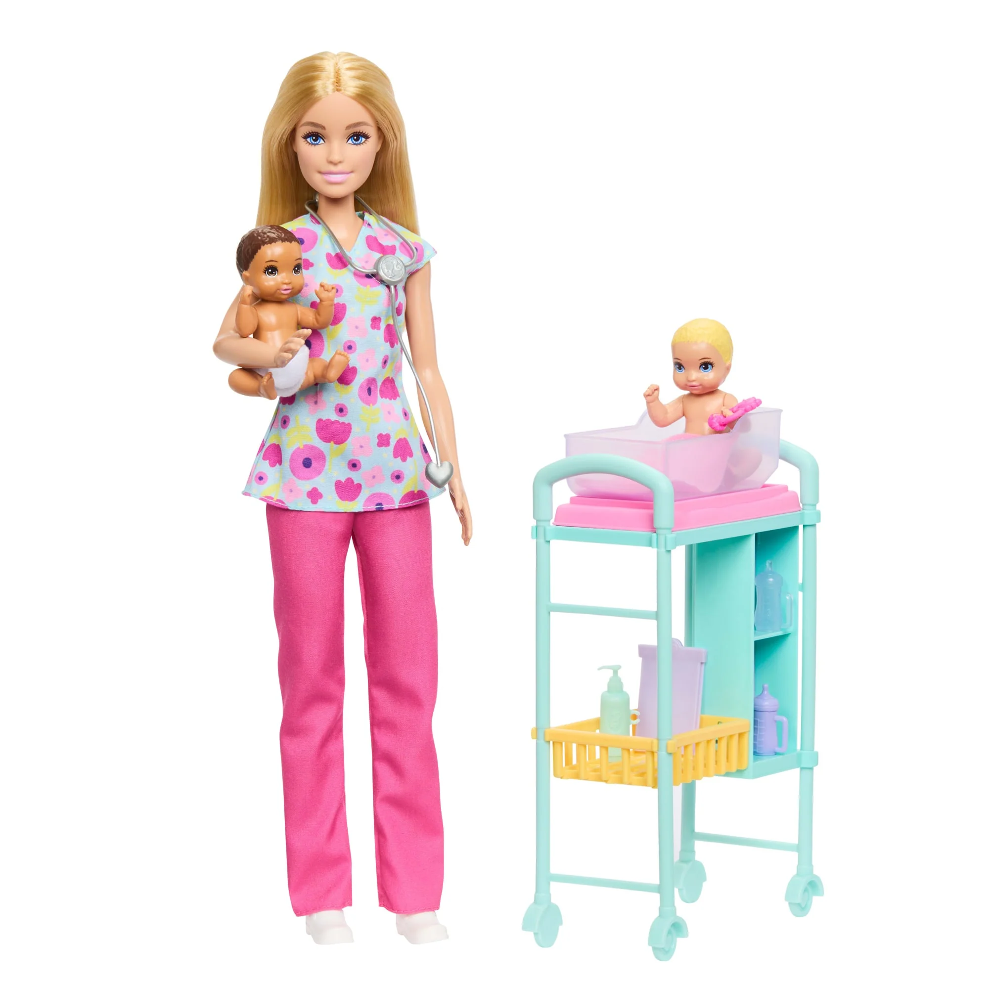Barbie Métiers-Coffret Barbie Pédiatre-Poupée Blonde et 2 Poupées Bébés - Image 5