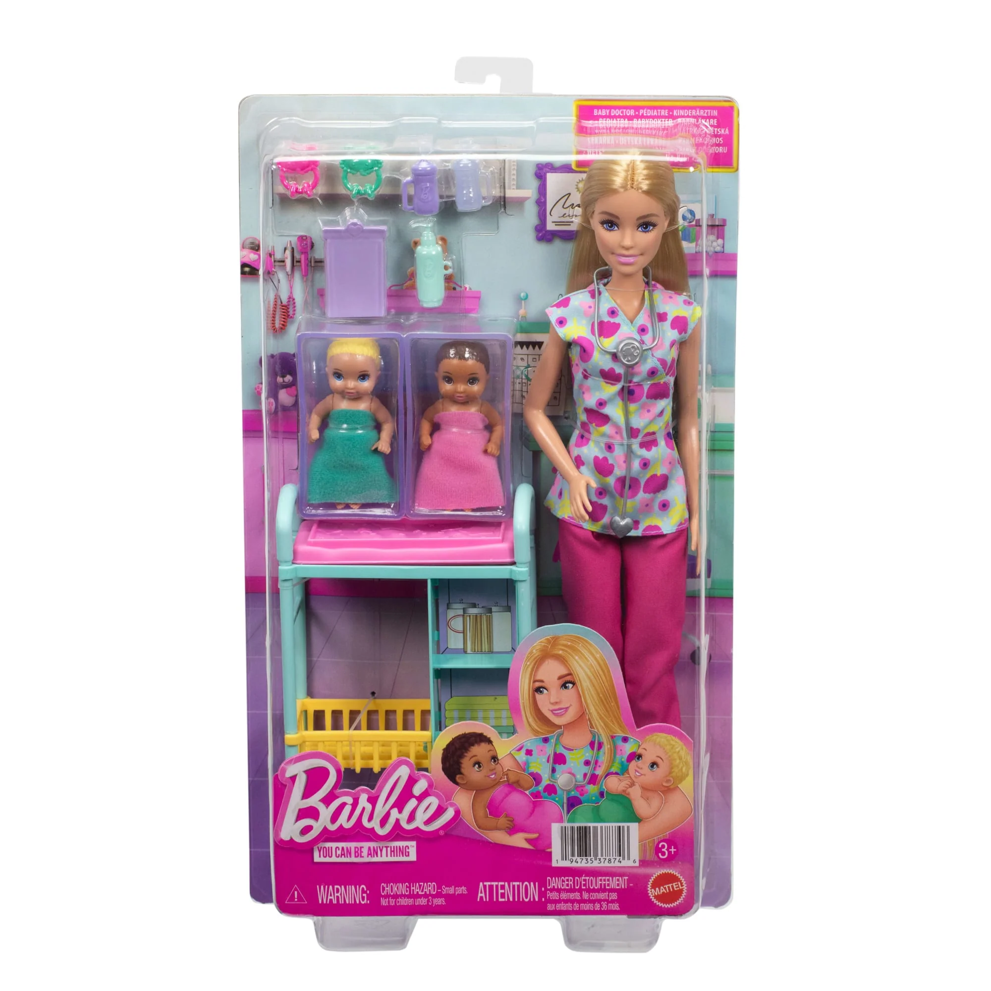 Barbie Métiers-Coffret Barbie Pédiatre-Poupée Blonde et 2 Poupées Bébés - Image 6