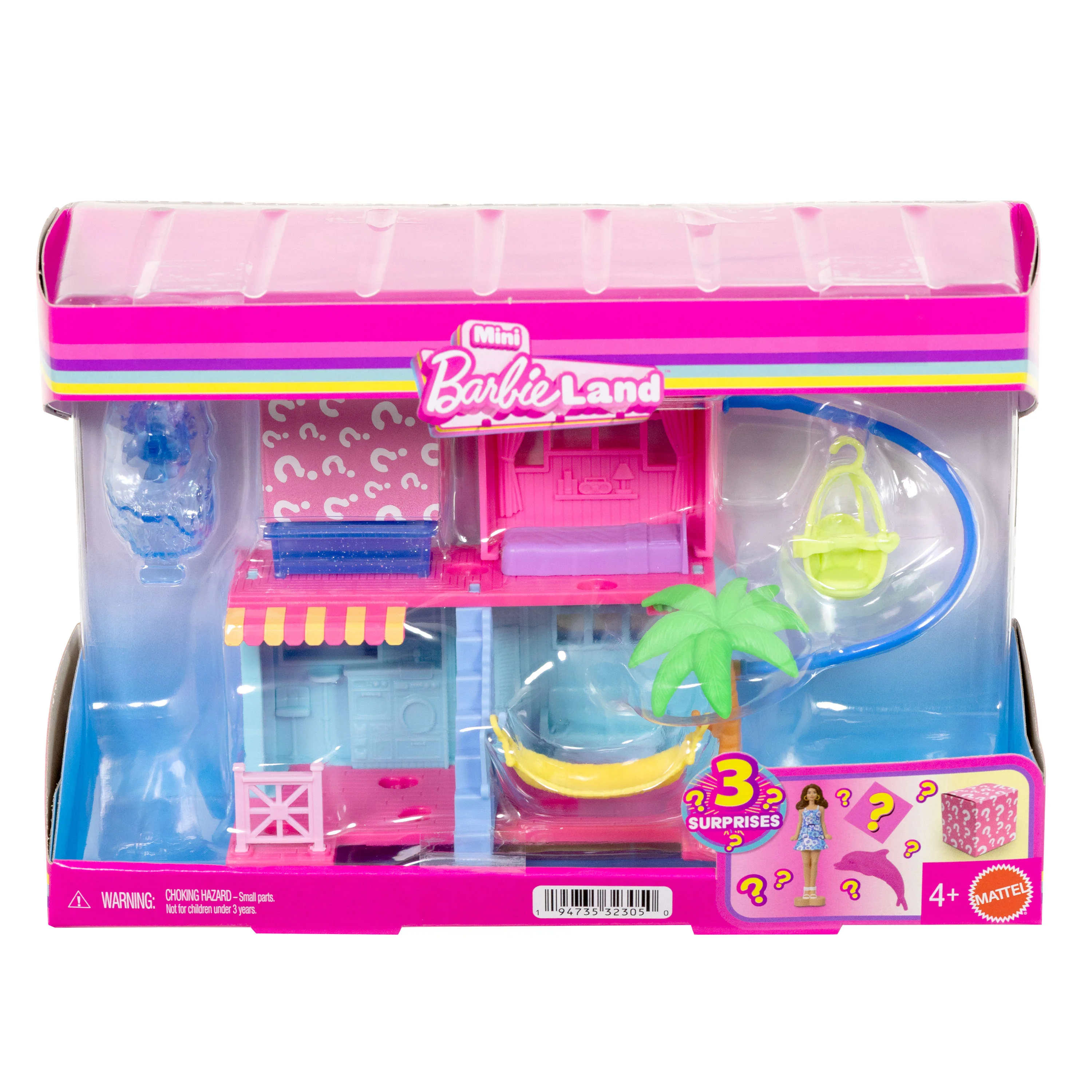 Barbie Mini Barbie Land Doll & Beach House Set, With 1.5-Inch Doll, Furniture & Accessories