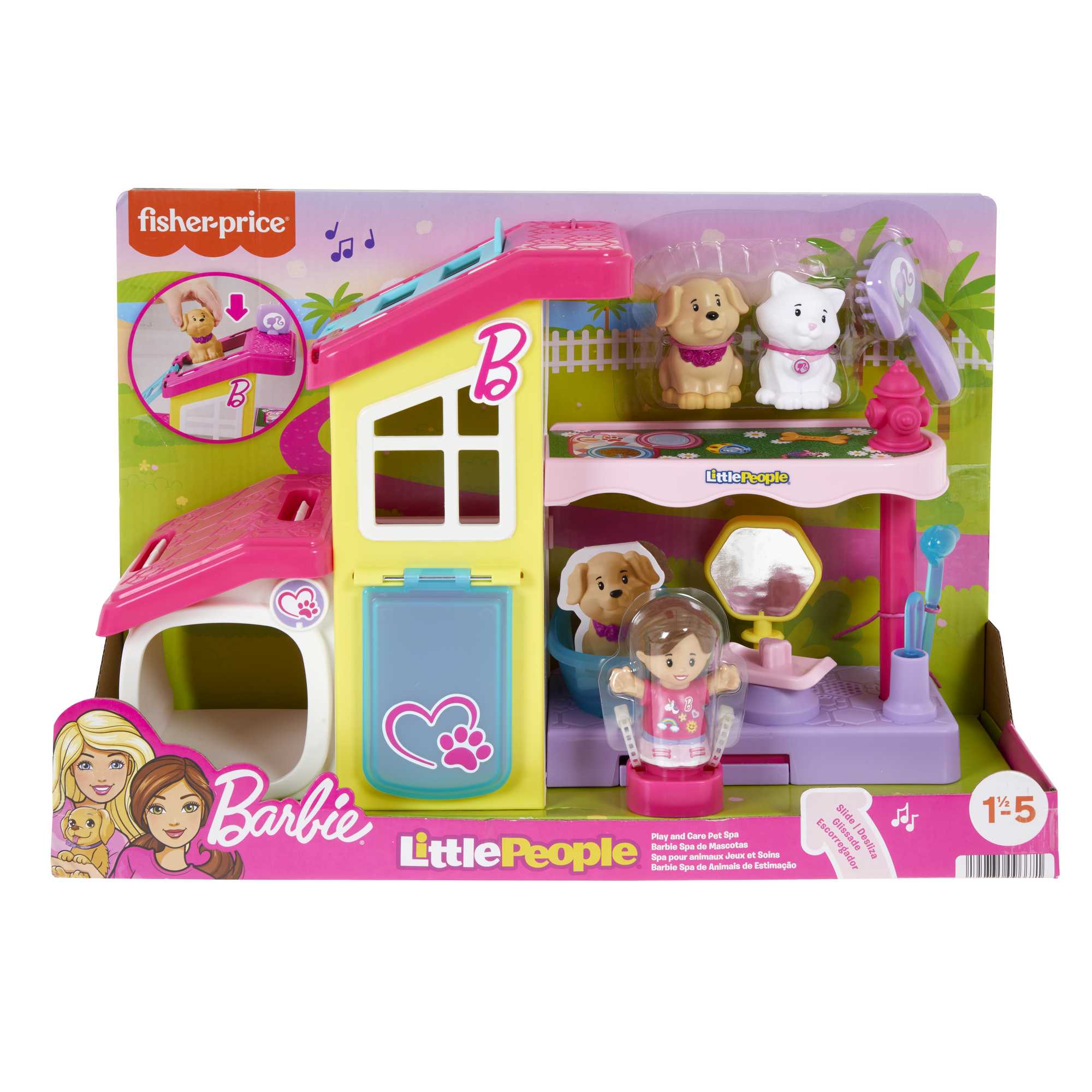 Fisher-Price Little People Barbie Play And Care Pet Spa Musical Toddler Playset, 4 Pieces - Image 6