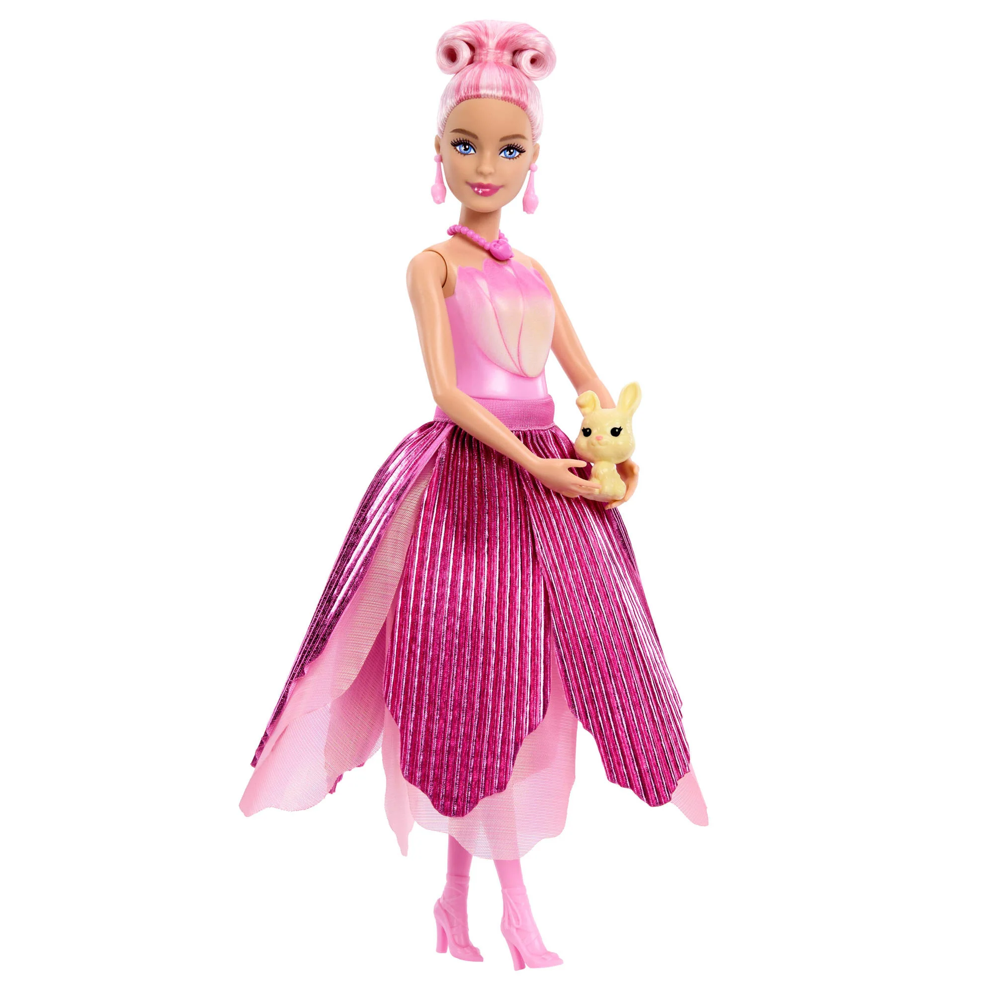 Barbie Petal Pop Scented Fashion Doll With Pink Tulip Dress, Reveal Accessories Like Bunny & More - Image 5