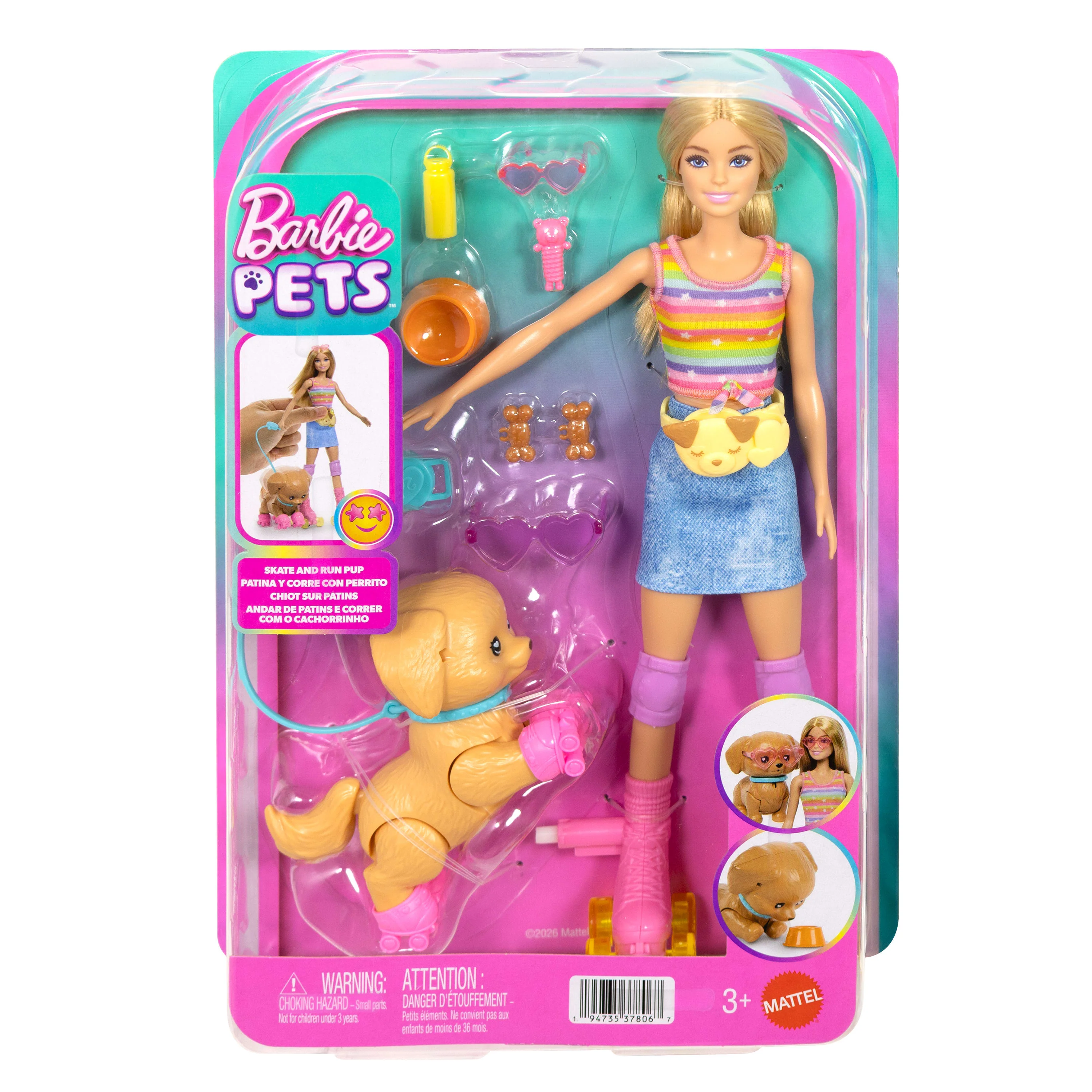 Barbie Pets Skate And Run Pup Blonde Doll With Puppy, Skates, And Accessories - Image 6