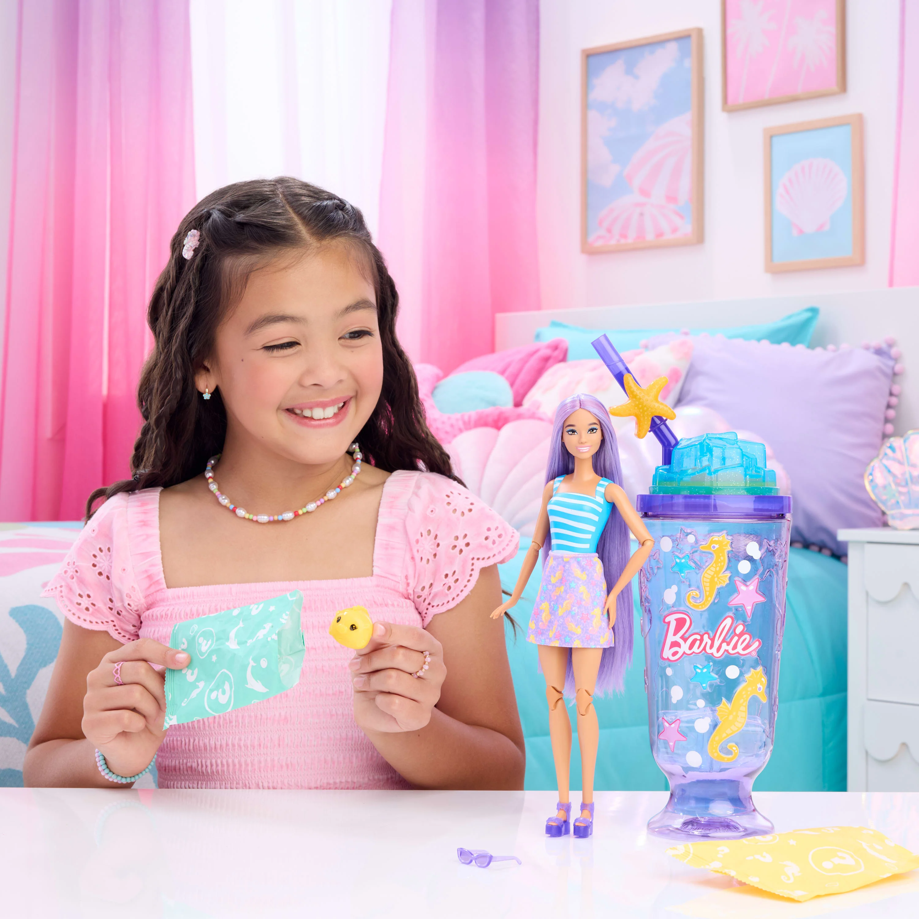 Barbie Pop Reveal Doll & Accessories, Sea Slushy Series Fashion Doll, Pet, Slime & Color Change - Image 2