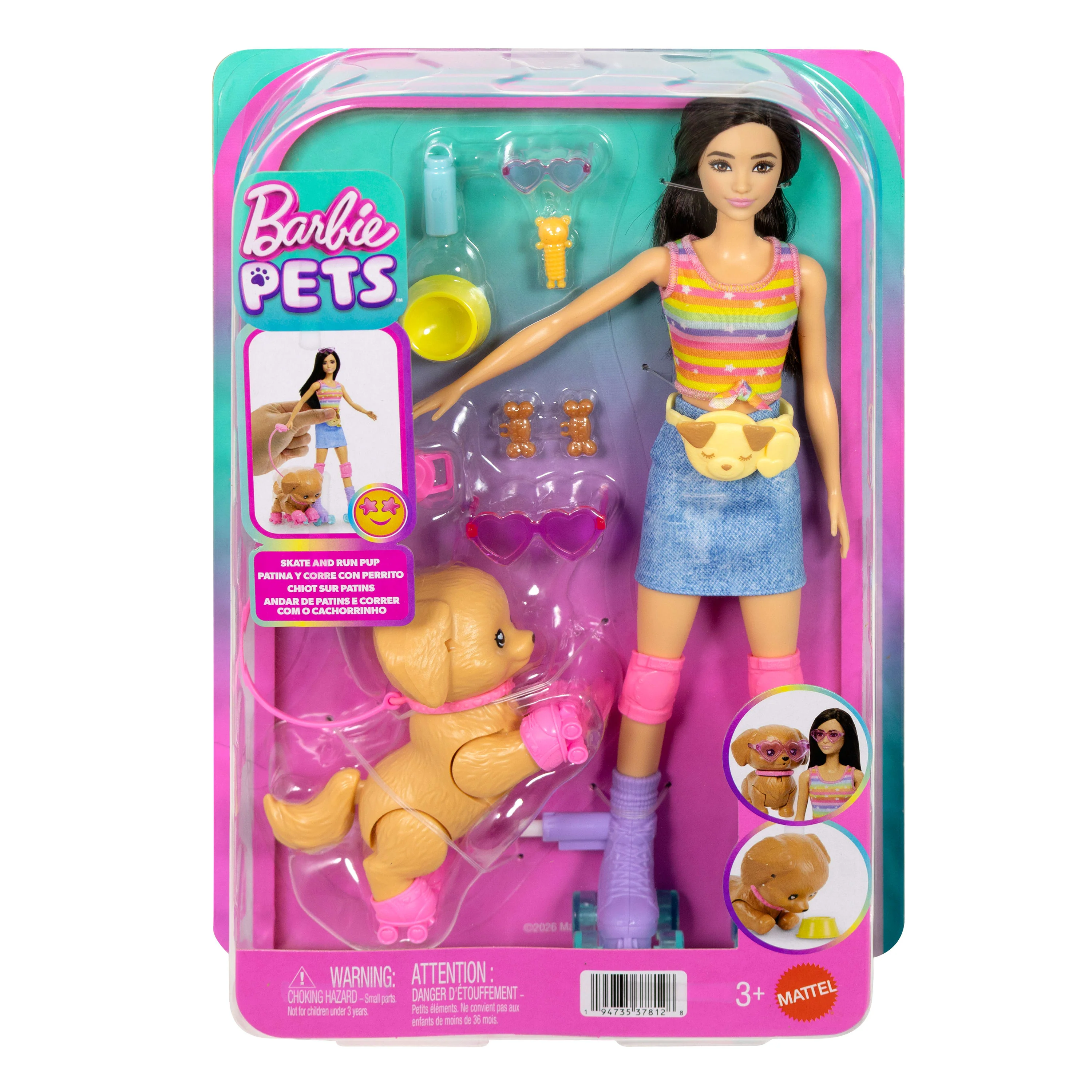 Barbie Poupée Barbie et Son Chiot Sur Patins à Roulettes - Image 6