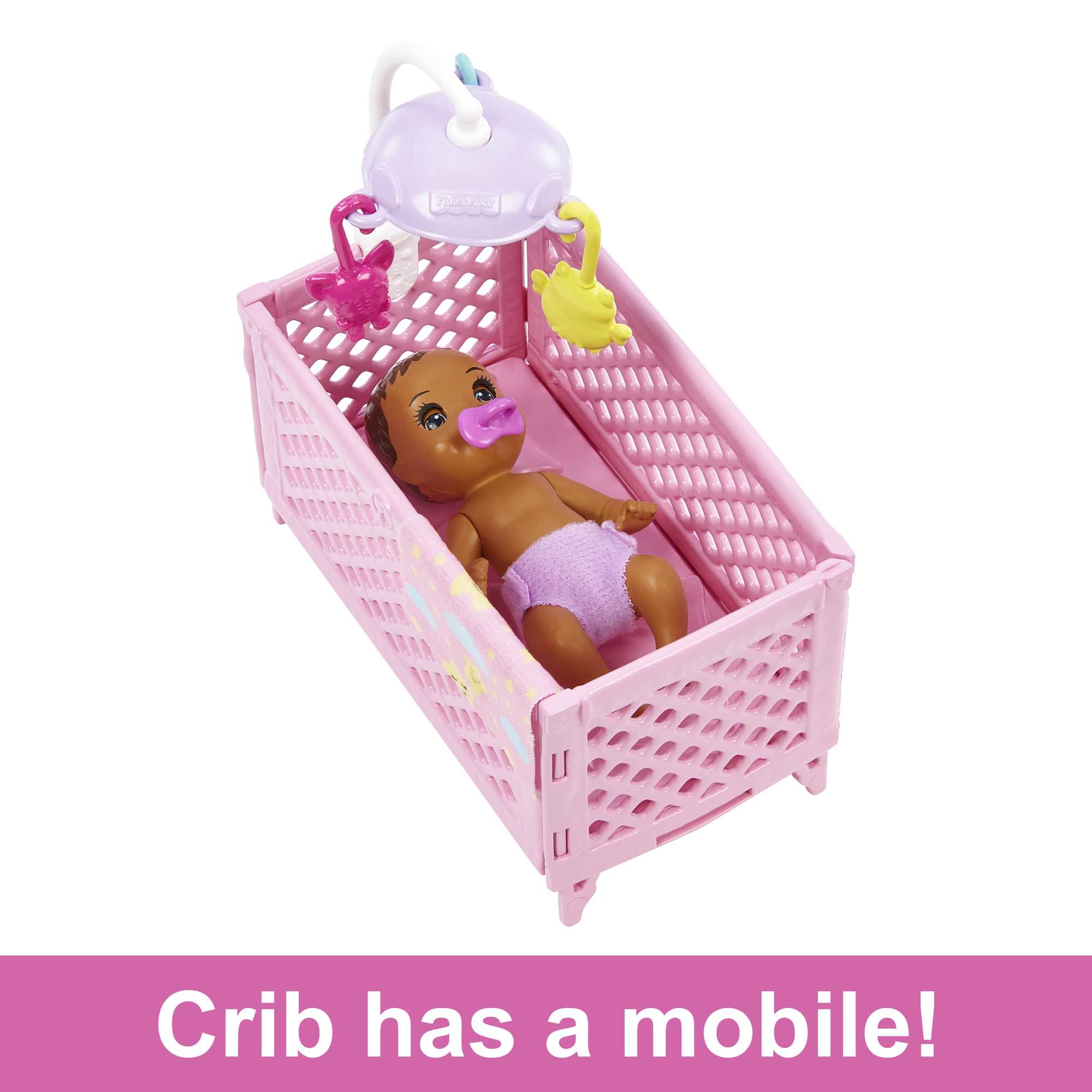Barbie Skipper Babysitters Playset With Friend Doll, Baby Doll With Sleepy Eyes, Crib And Accessories - Image 3