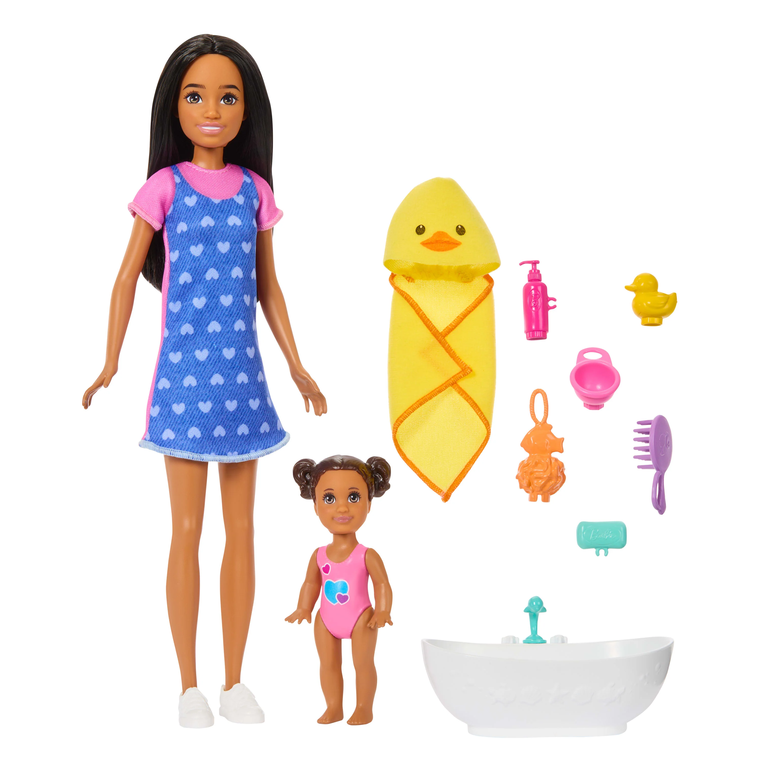 Barbie Skipper Babysitters inc. Playset With Skipper Doll, Toddler Doll, Bathtub & 6 Accessories
