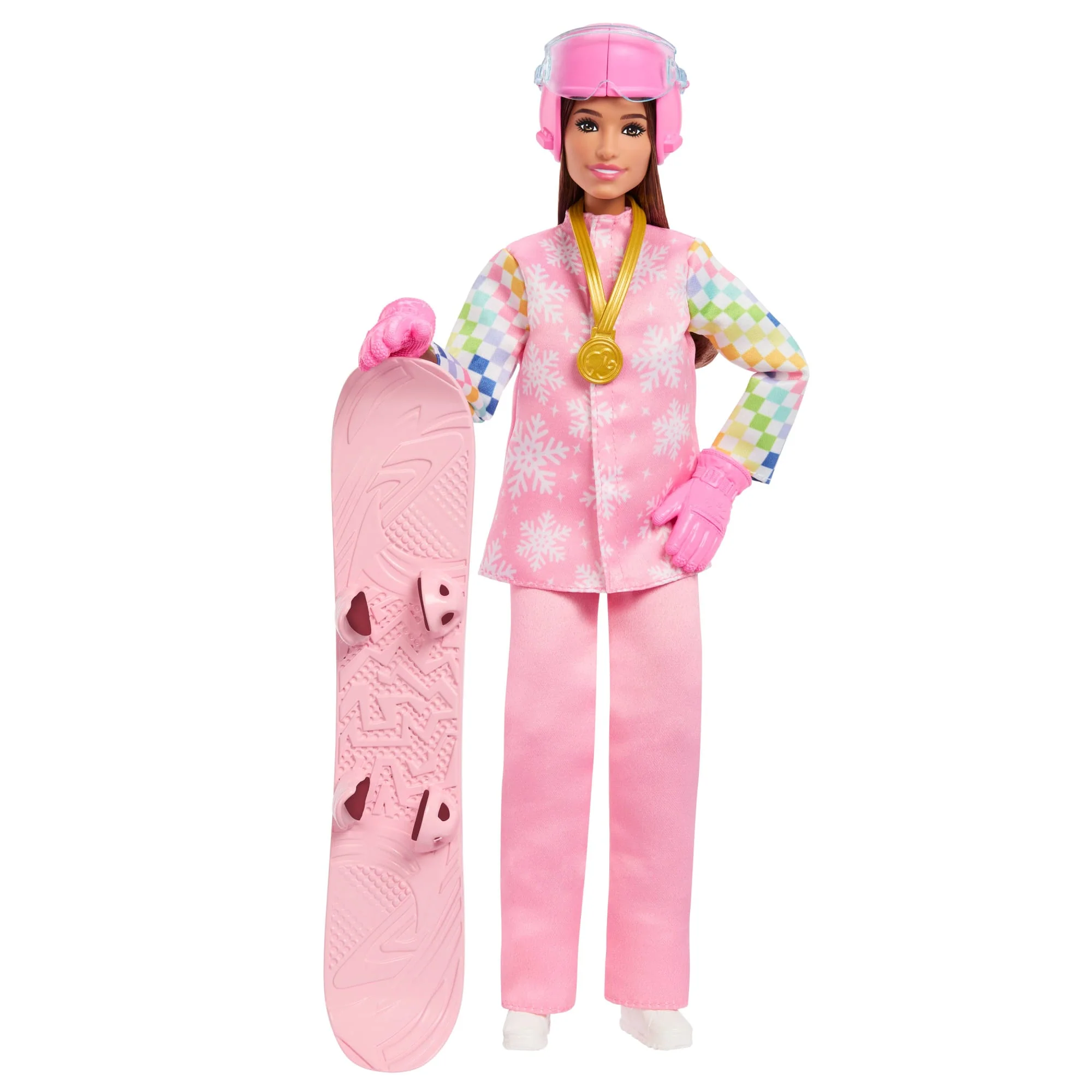 Barbie Careers Snowboarder Doll in Pink Jacket With 10+ Accessories Including Color-Change Snowboard