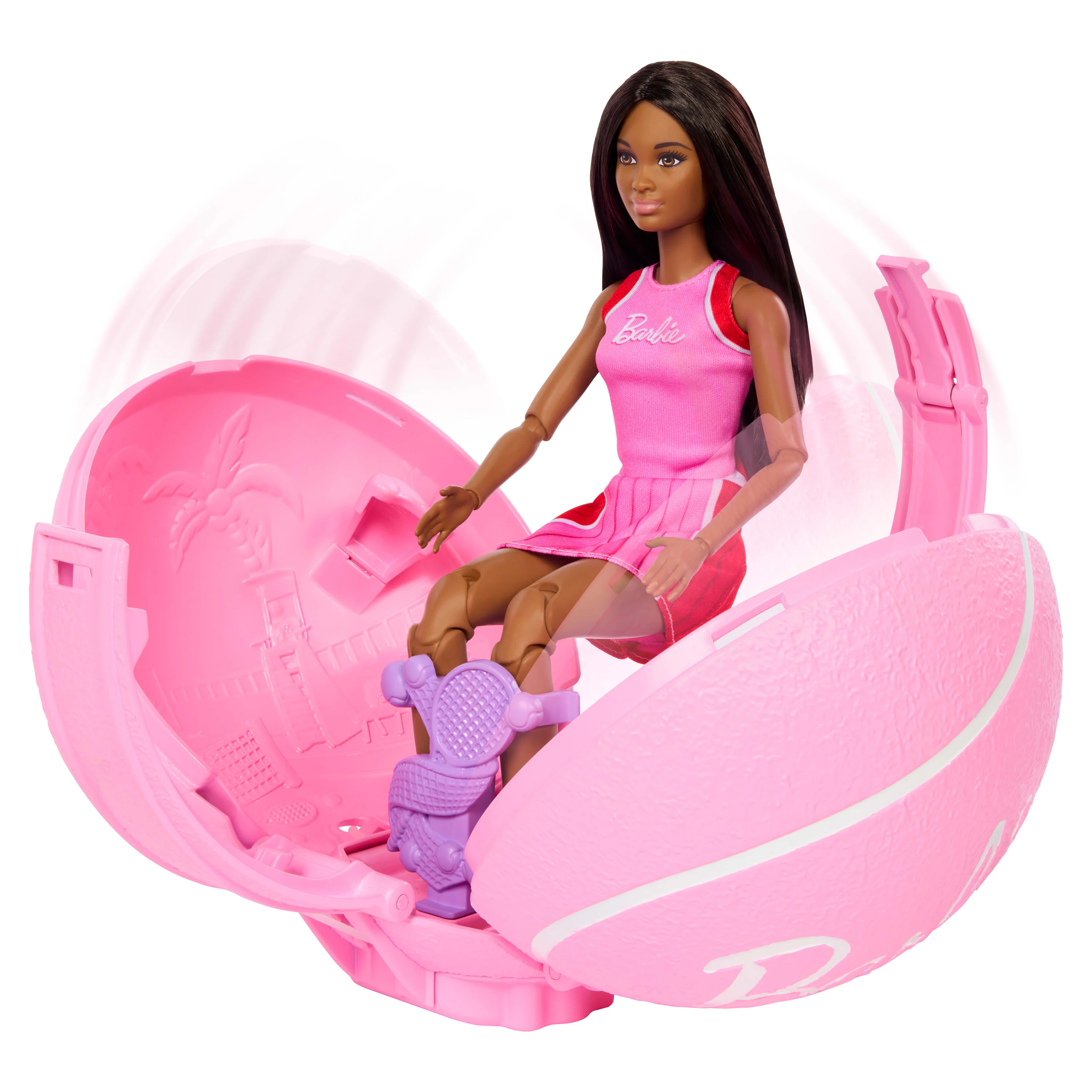 Barbie Team Barbie Roll And Reveal Tennis Player Doll And Accessories With Brunette Fashion Doll, 8 Surprises & Tennis Ball Encasement - Image 4