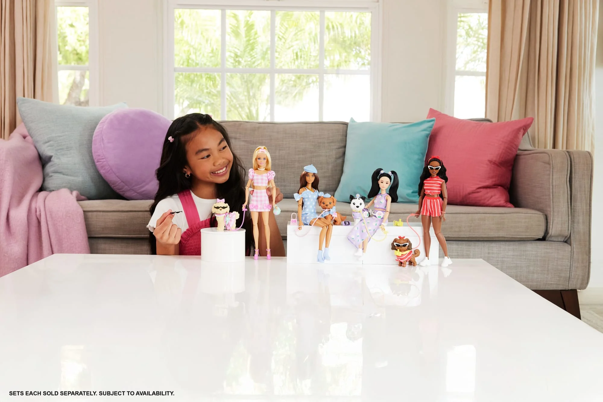 Barbie Twinning Looks Fashion Doll With Pet Dog, Matching Purple Clothes & Accessories, Black Hair - Image 2