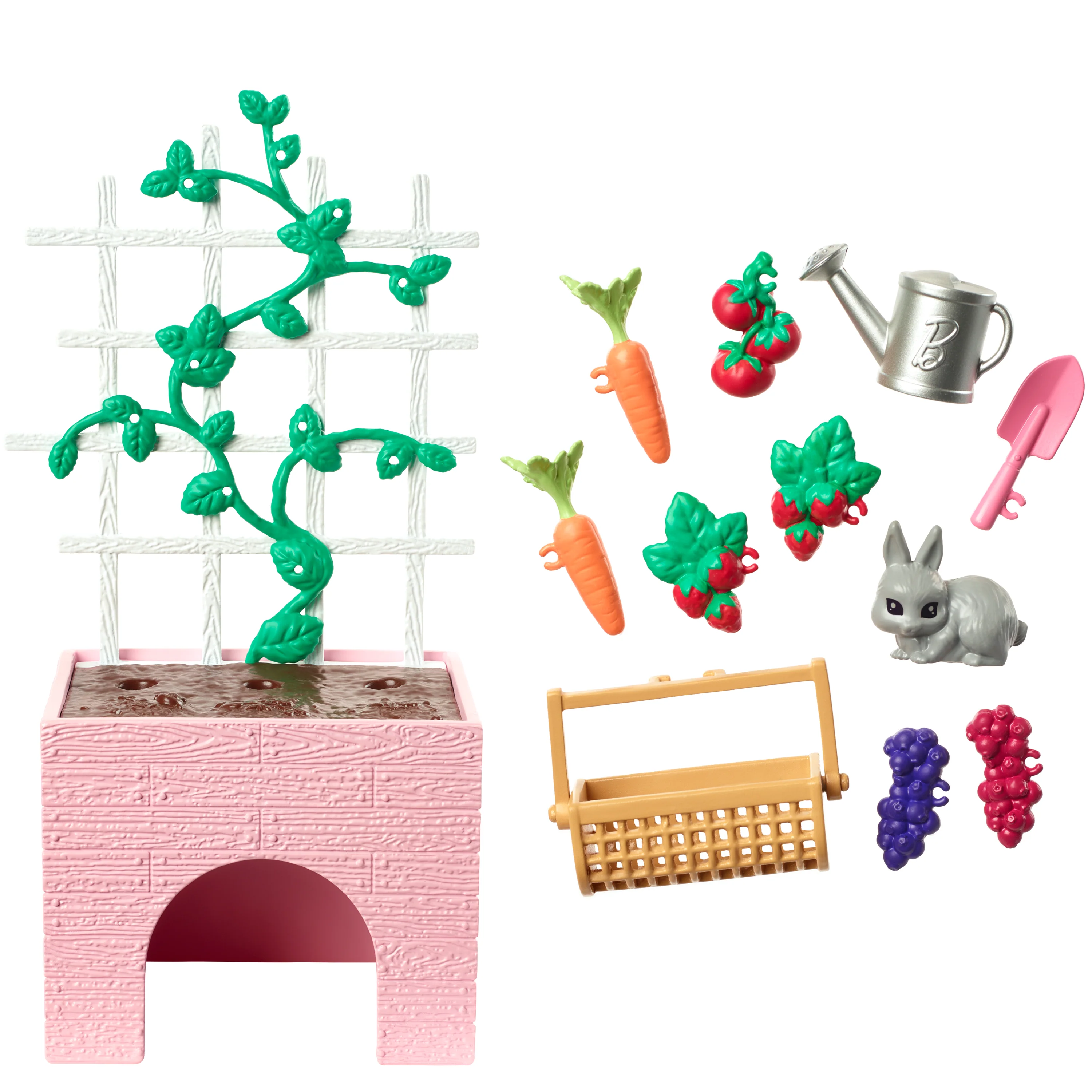 Barbie World Garden Playset With 12 Pieces Including Planter, Bunny Figure, Food & More - Image 3