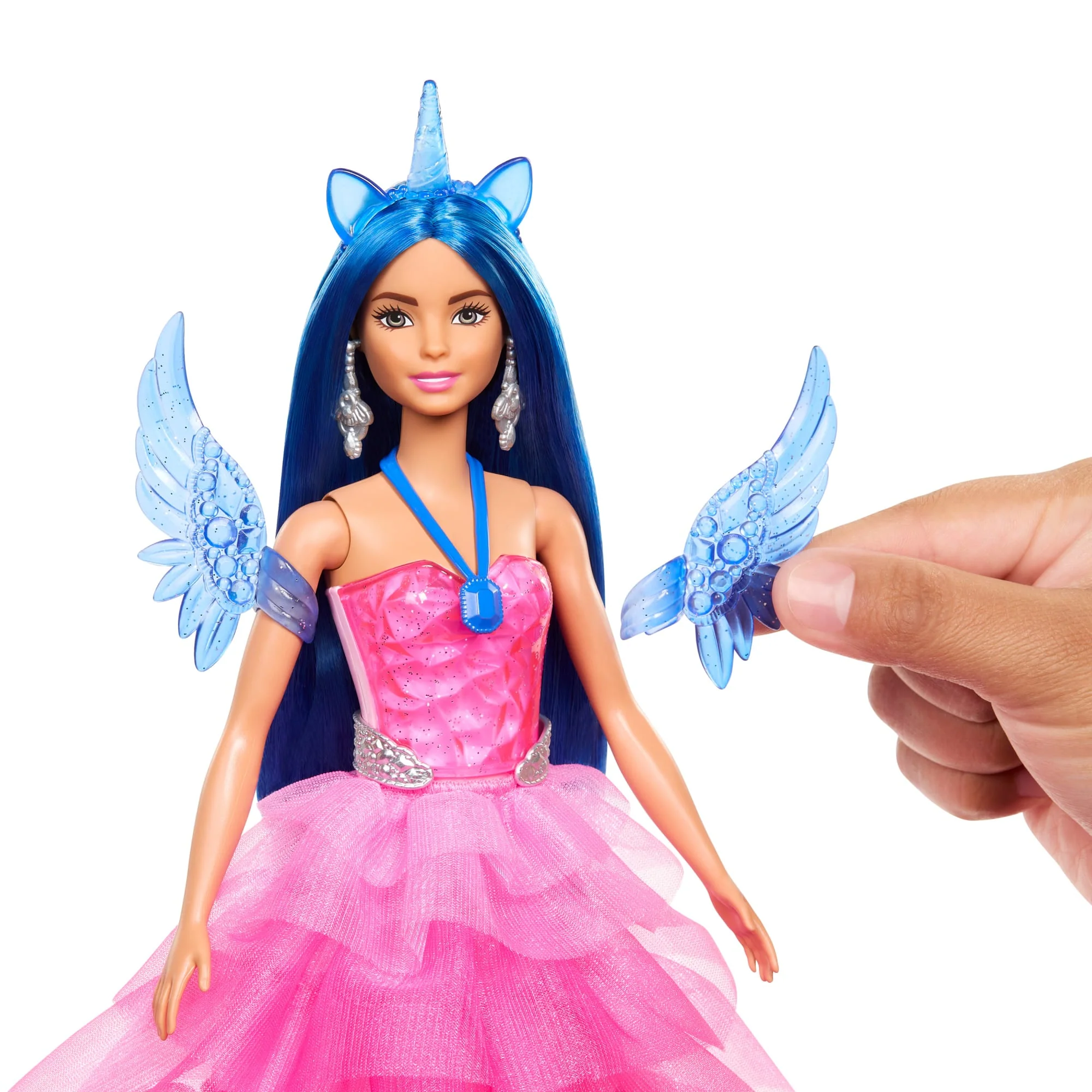 Barbie 65Anniversaire Poupée et Animal Licorne Ailée, Ch. Bleus - Image 4