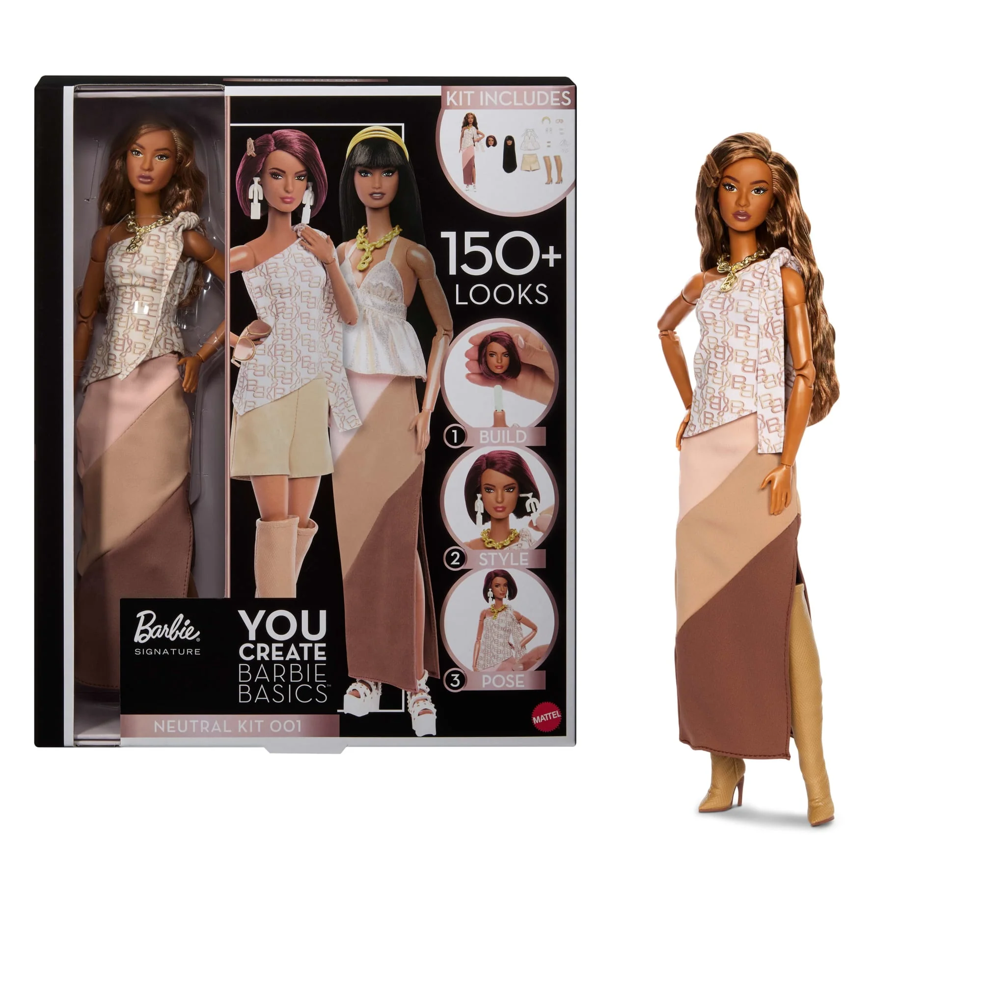 Barbie You Create Barbie Basics Neutral Kit 001, Customizable Fashion Doll & Universal-Fit Clothing