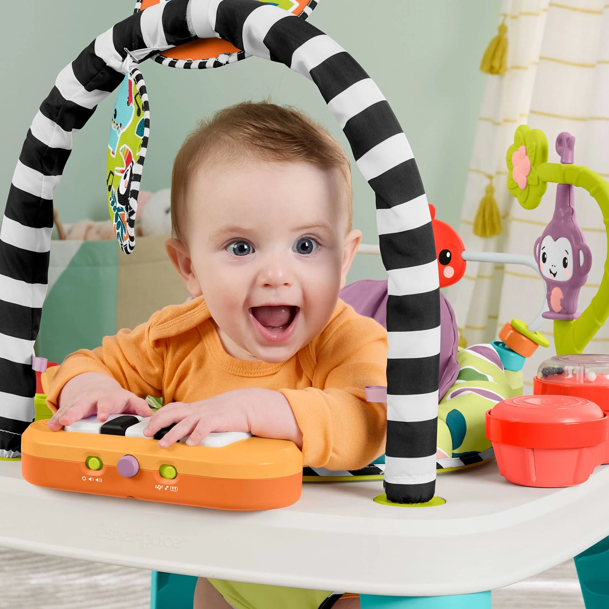 Centre D’Activités Musicales Pour Bébés et Table de Jeu Pour Tout-Petits Singe Violet 2 en 1 Fisher-Price - Image 4