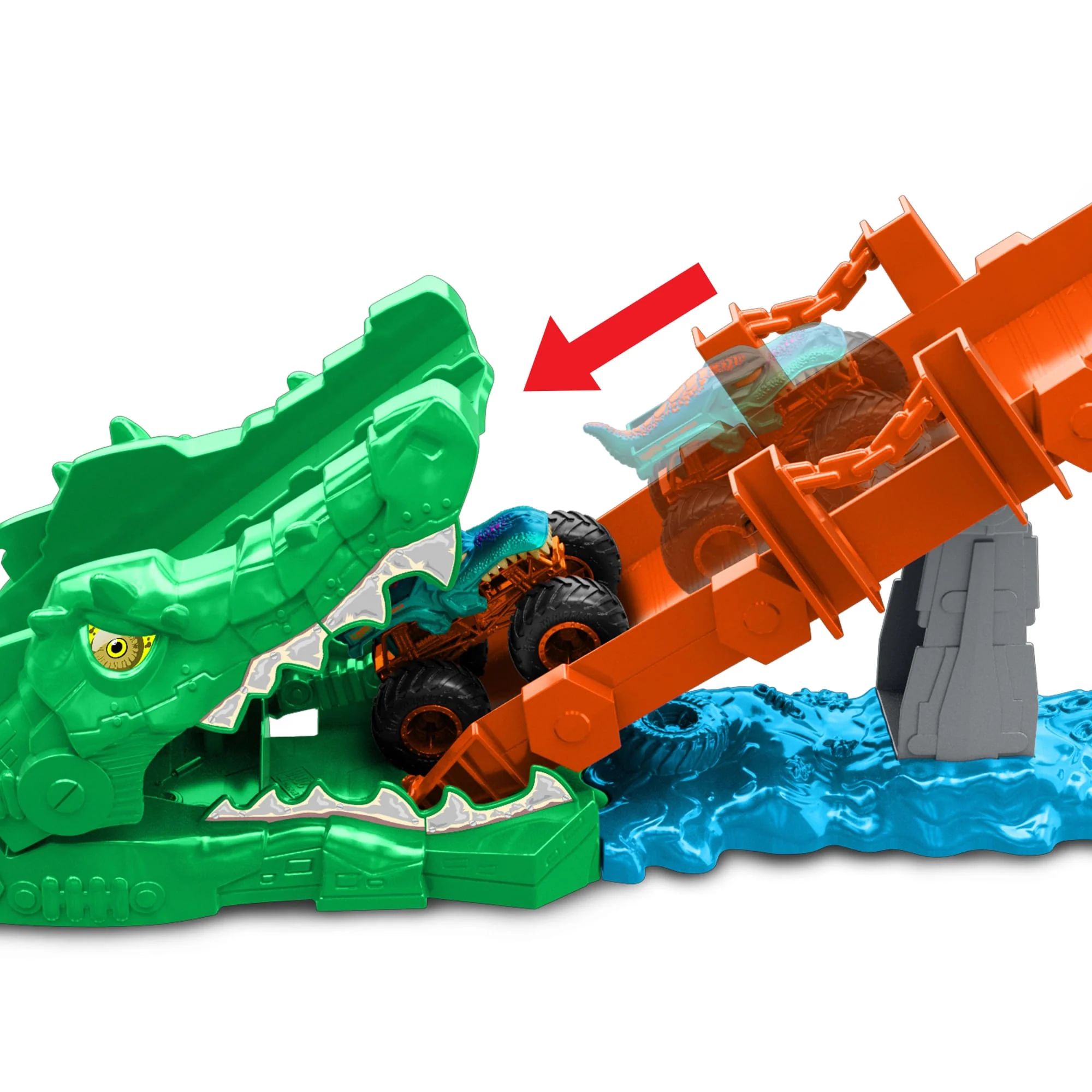 Coffret de Jeu Défi Attaque du Crocodile Monster Trucks Hot Wheels et Véhicule Mega-Wrex à L’Échelle 1:64 - Image 3