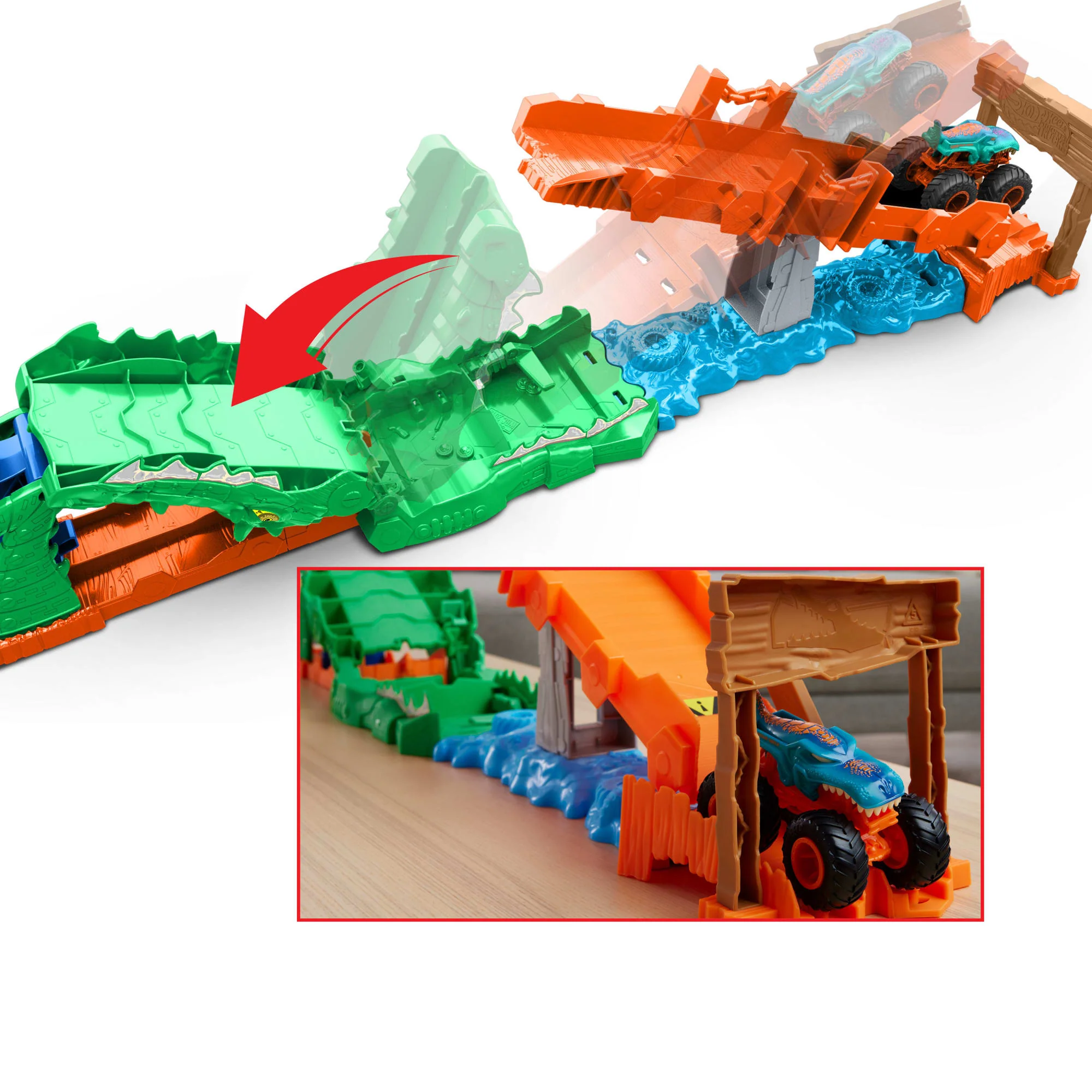 Coffret de Jeu Défi Attaque du Crocodile Monster Trucks Hot Wheels et Véhicule Mega-Wrex à L’Échelle 1:64 - Image 4