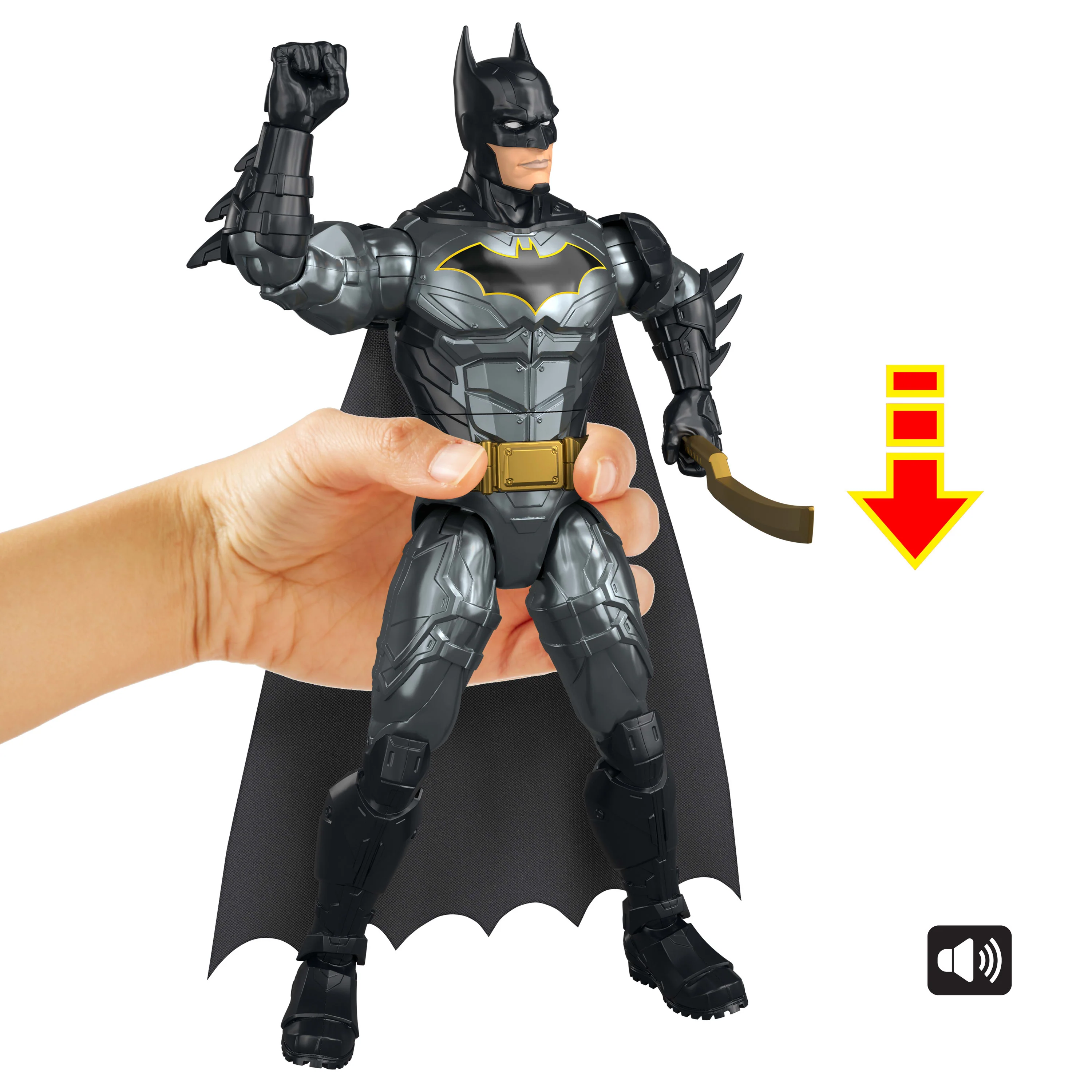 DC Crime Crusher Batman Action Figure, 25 Plus Phrases & Sounds, Articulation, 4 Weapons - Image 3
