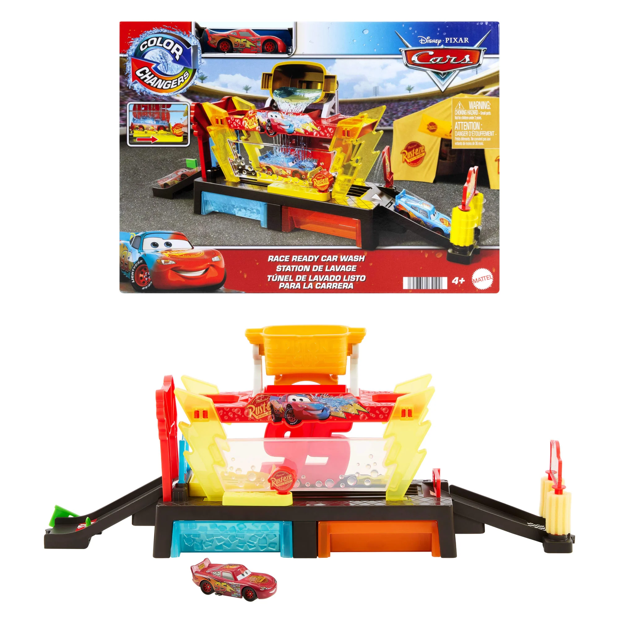 Disney And Pixar Cars Color Changers Race Ready Car Wash Playset & Color Changing Lightning Mcqueen