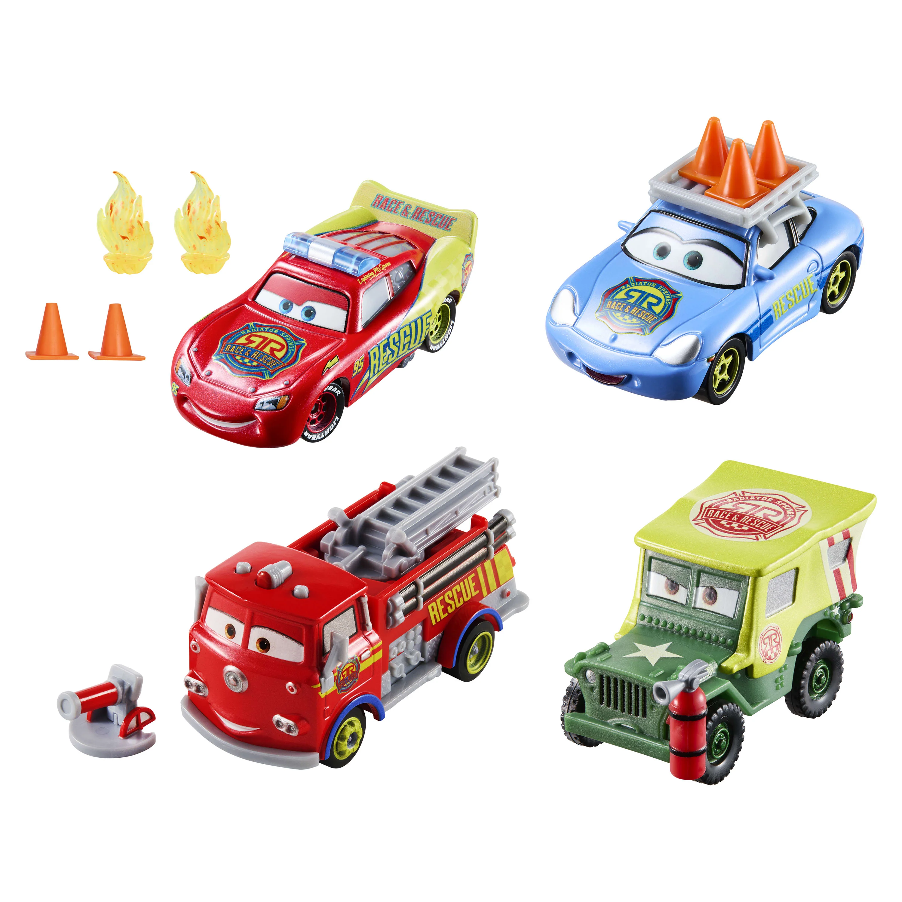 Disney And Pixar Cars Race & Rescue Crew Die-Cast 4-Pack With Red, Lightning Mcqueen, Sally & Sarge - Image 5