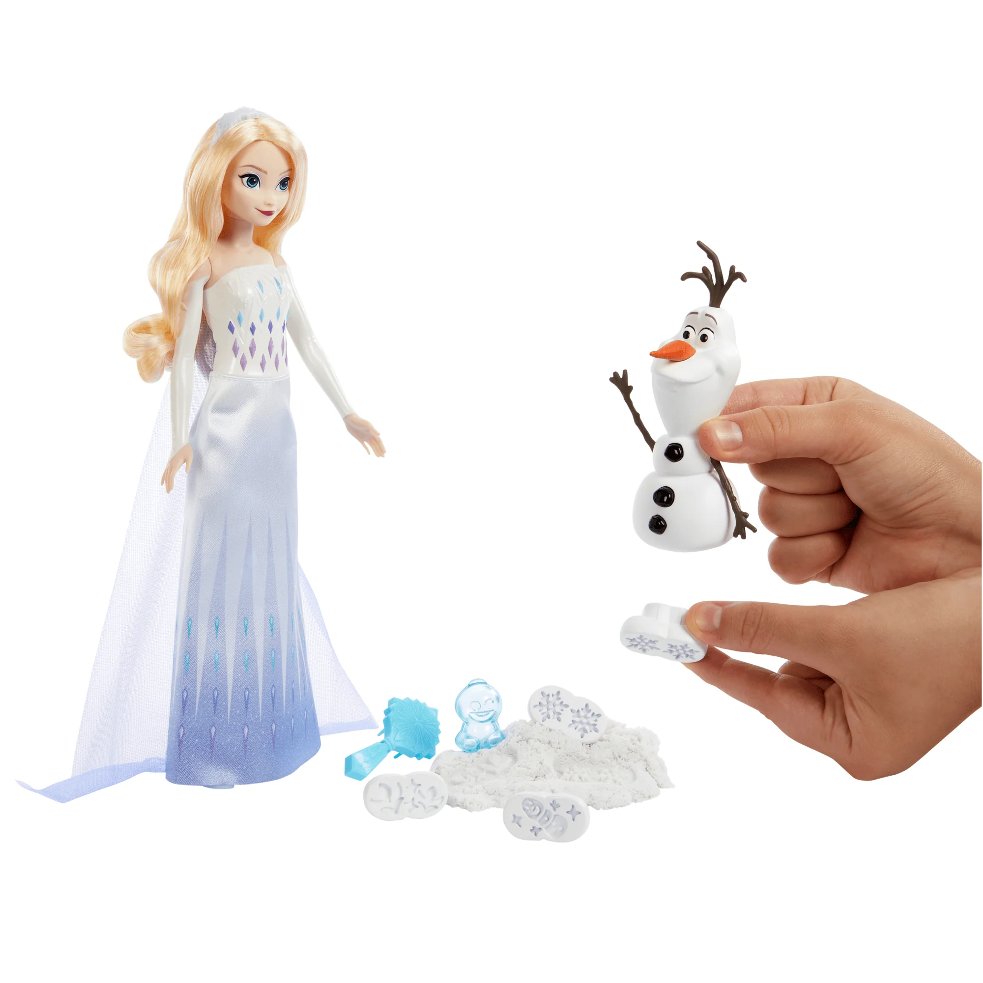 Disney Frozen Elsa & Olaf Adventures With Elsa Doll, Olaf Figure, Moldable Sand & 4 Stampers - Image 2