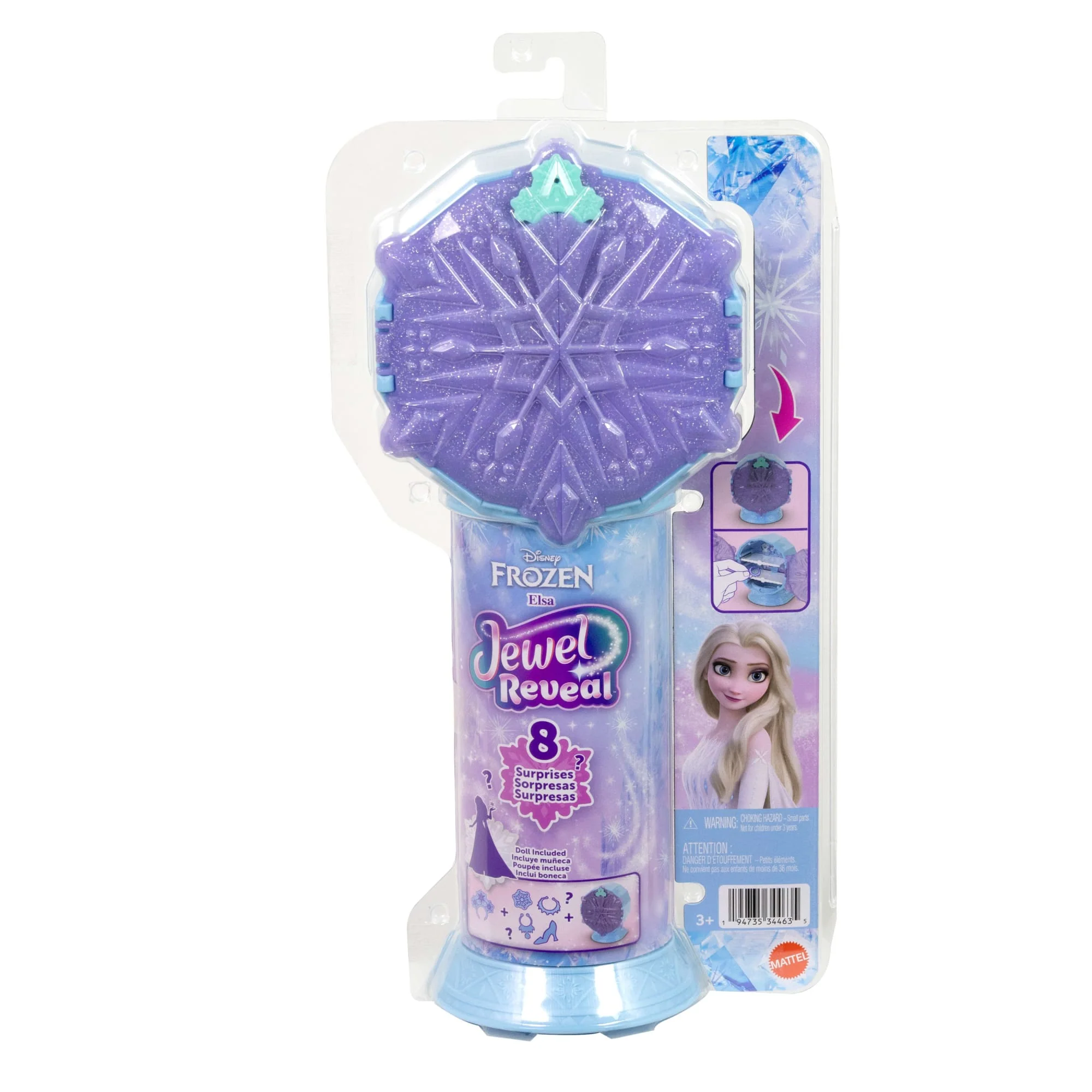 Disney Frozen Jewel Reveal Elsa Fashion Doll W/ 8 Surprises including Gem Box & 10 Accessories - Image 6