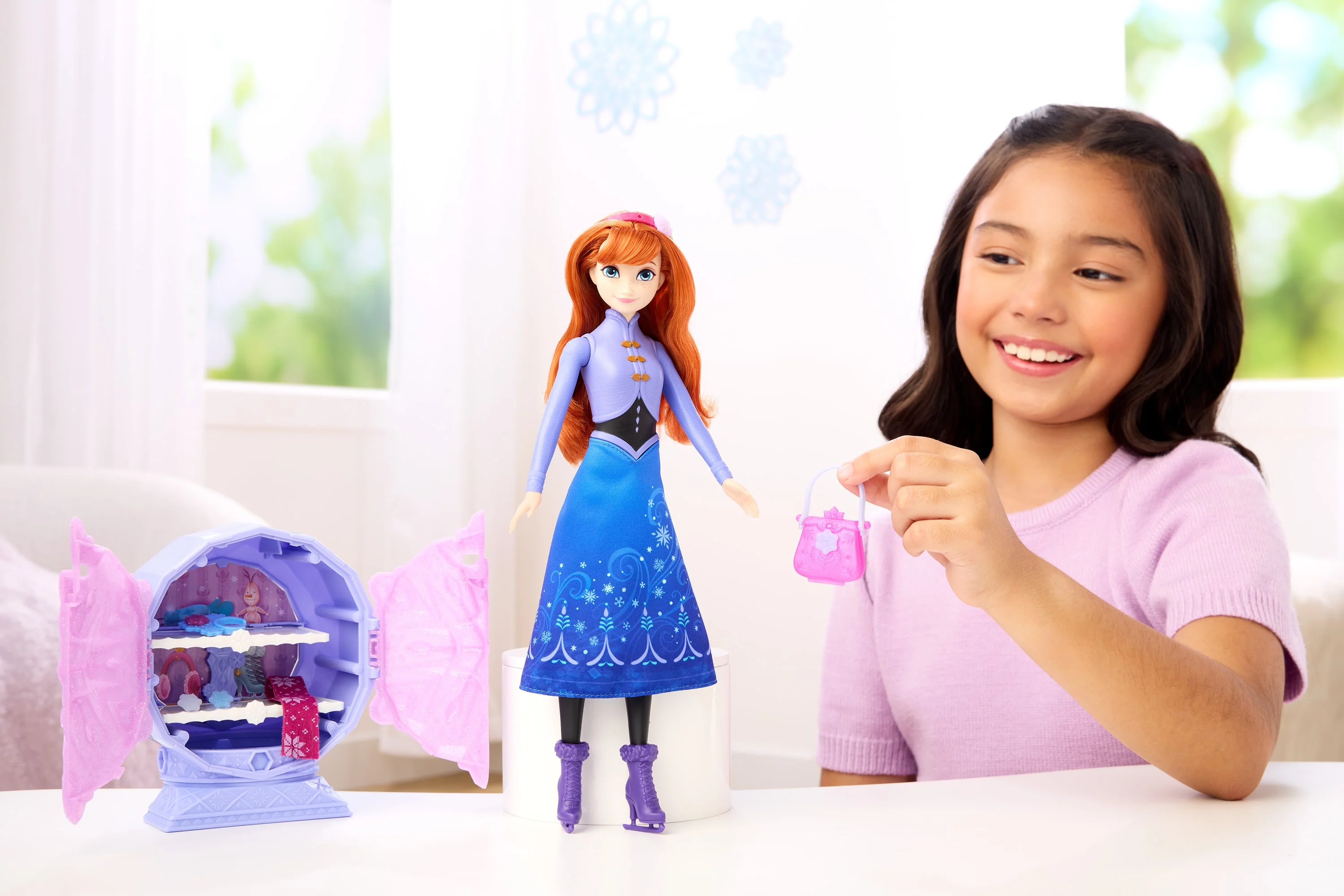 Disney Frozen Jewel Reveal Ice Skating Anna Fashion Doll With 8 Surprises Including Gem Box & Accy - Image 2