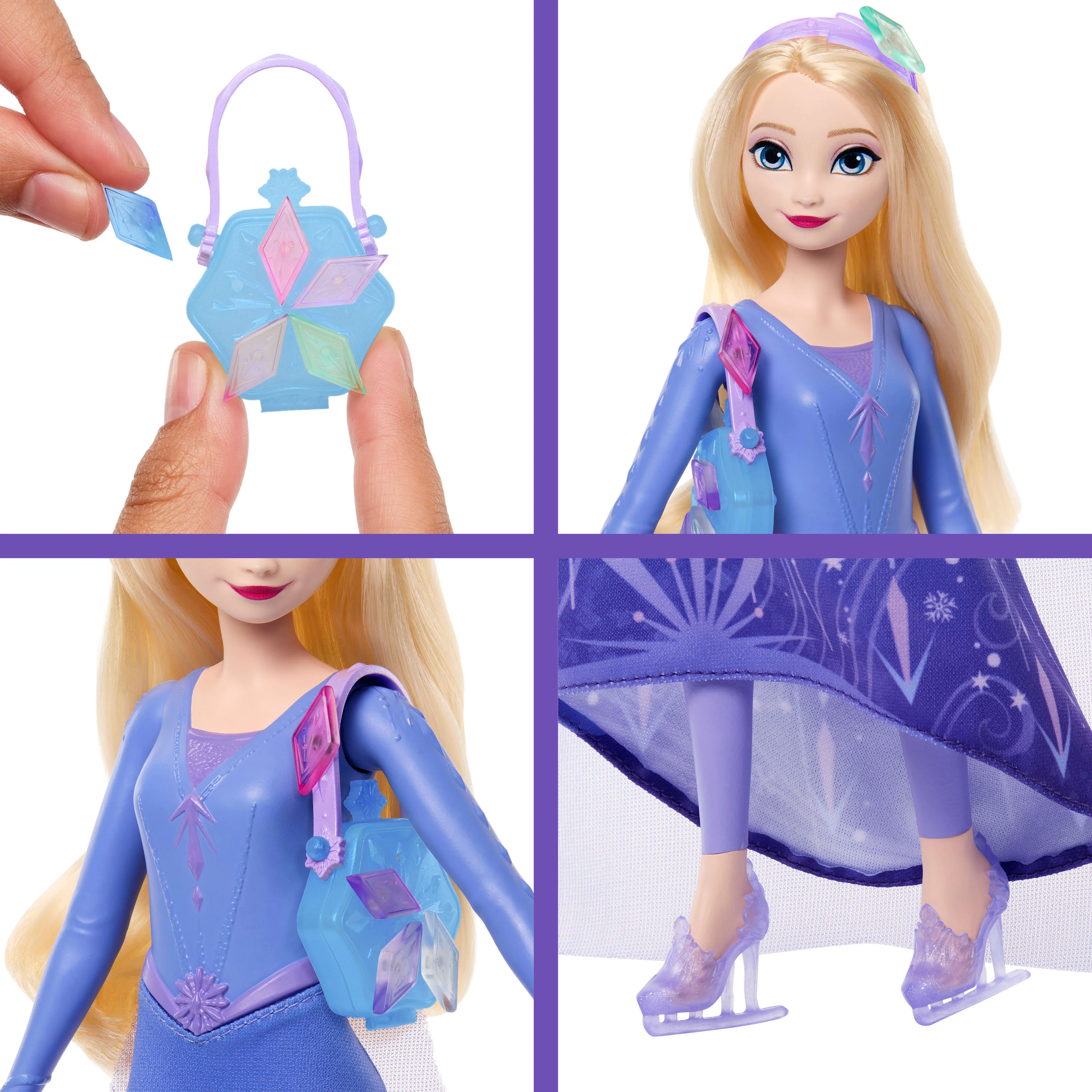 Disney Frozen Jewel Reveal Ice Skating Elsa Fashion Doll With 8 Surprises Including Gem Box & Accy - Image 3